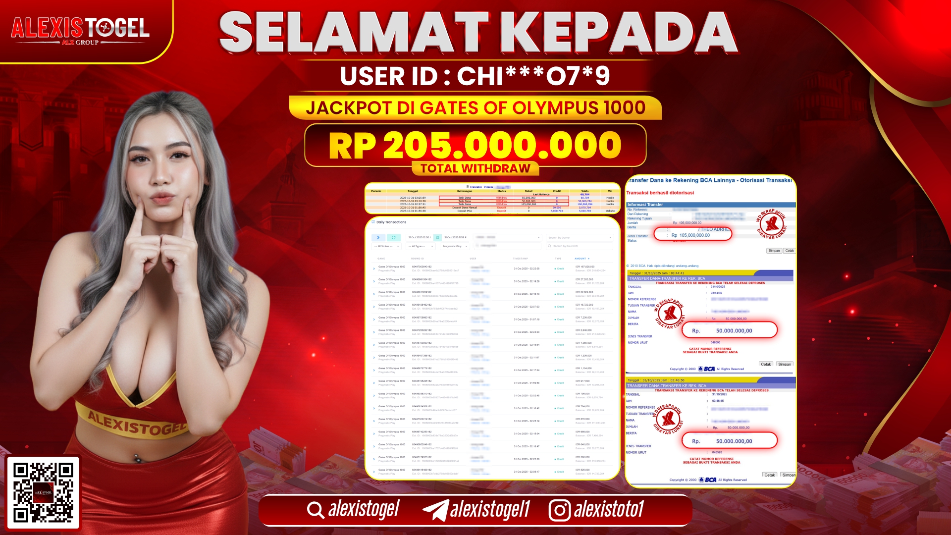 ALEXISTOGEL di SLOT GATES OF OLYMPUS 1000 RP.205.000.000, LUNAS