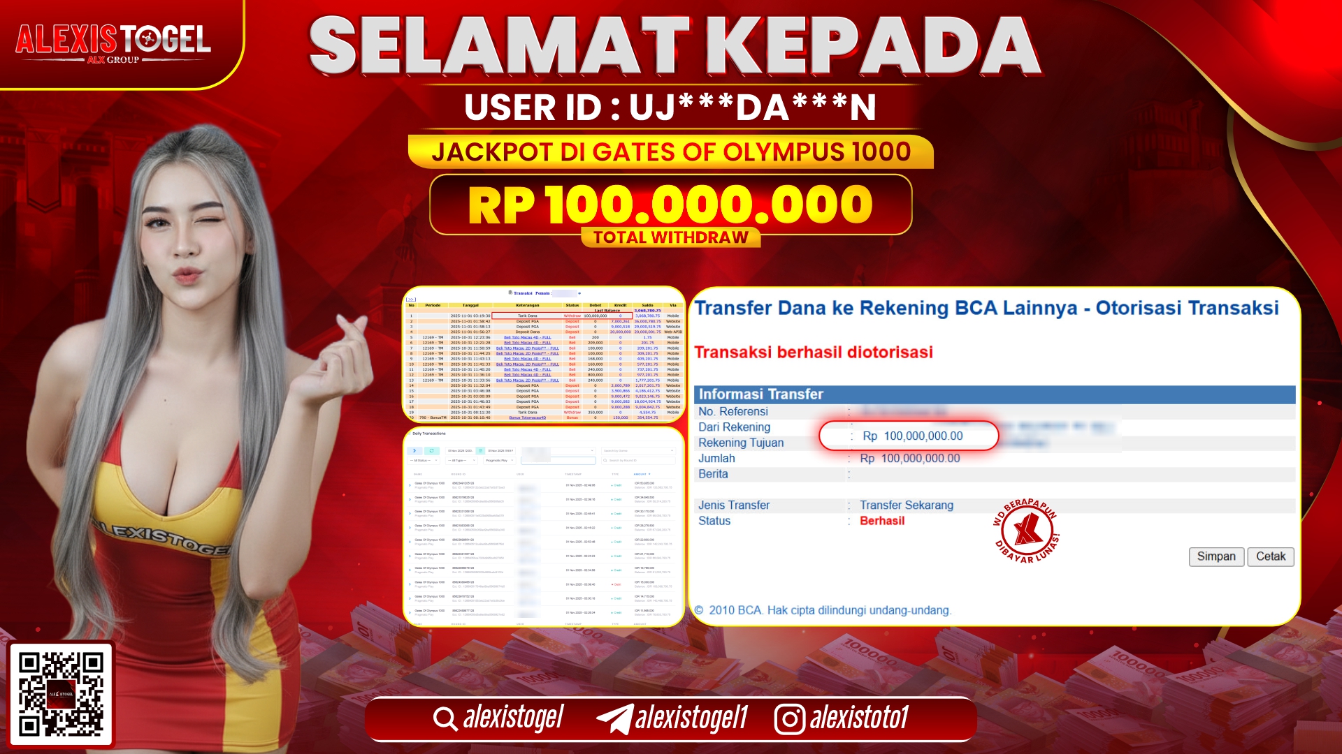 ALEXISTOGEL di SLOT GATES OF OLYMPUS 1000 RP.100.000.000, LUNAS