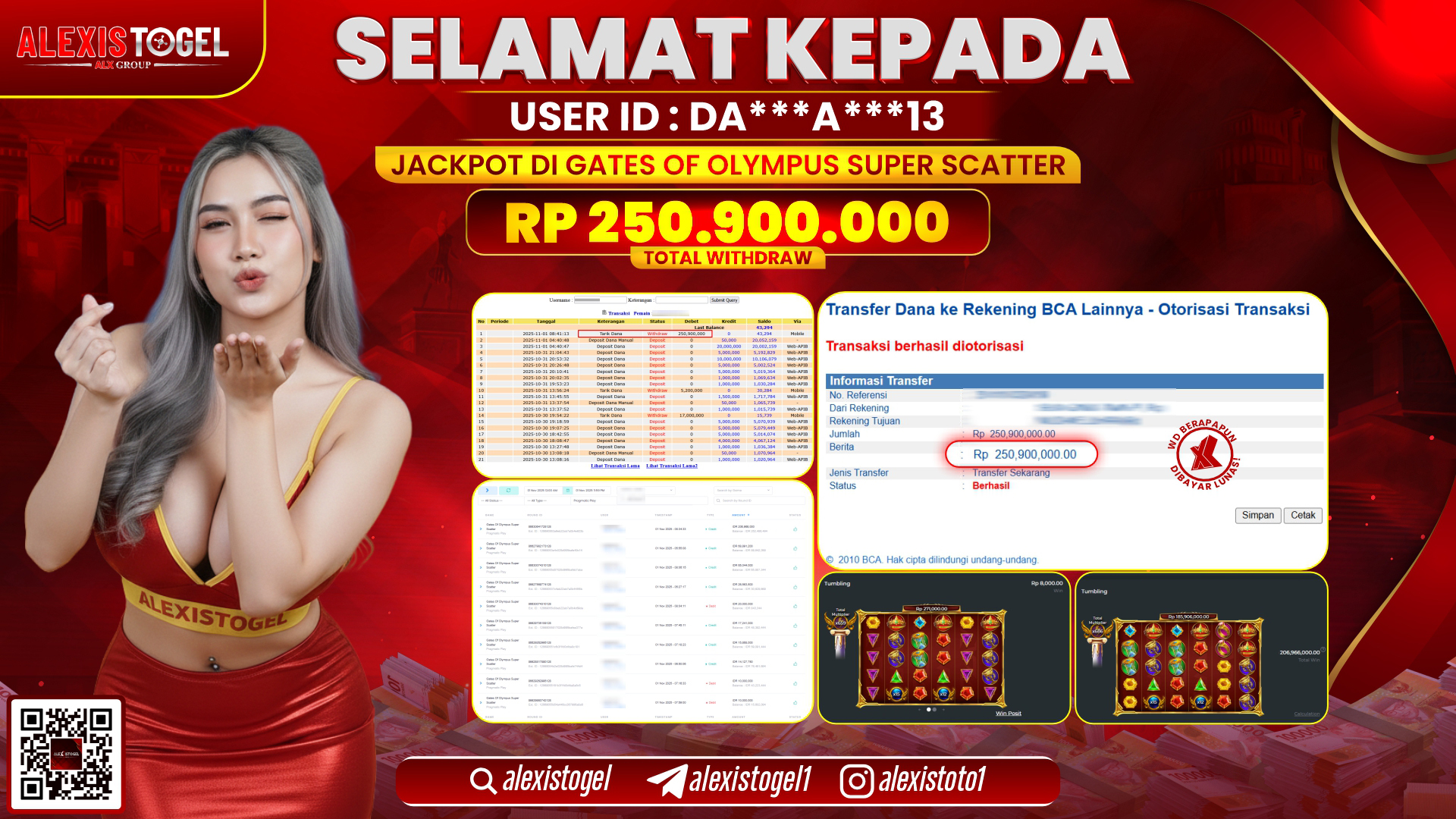ALEXISTOGEL di SLOT GATES OF OLYMPUS SUPER SCATTER RP.250.900.000, LUNAS