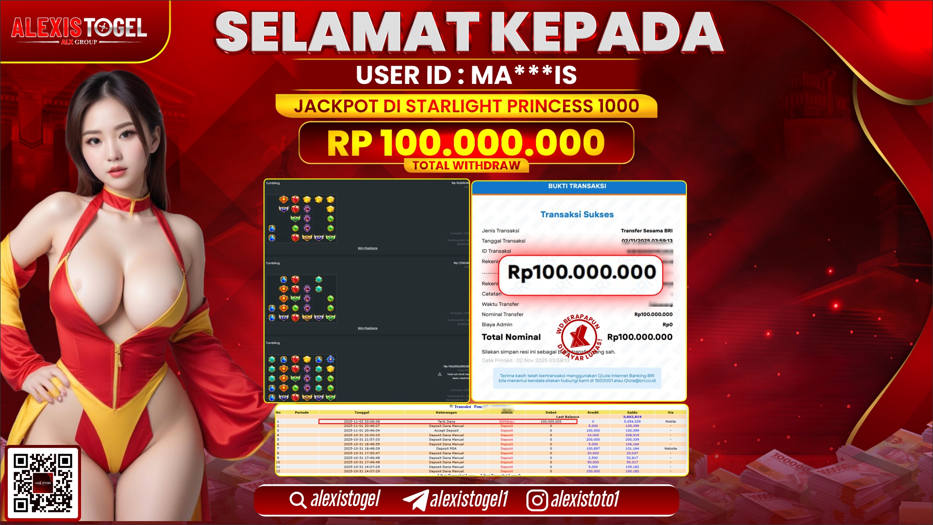 ALEXISTOGEL di SLOT STARLIGHT PRINCESS 1000 RP.100.000.000, LUNAS