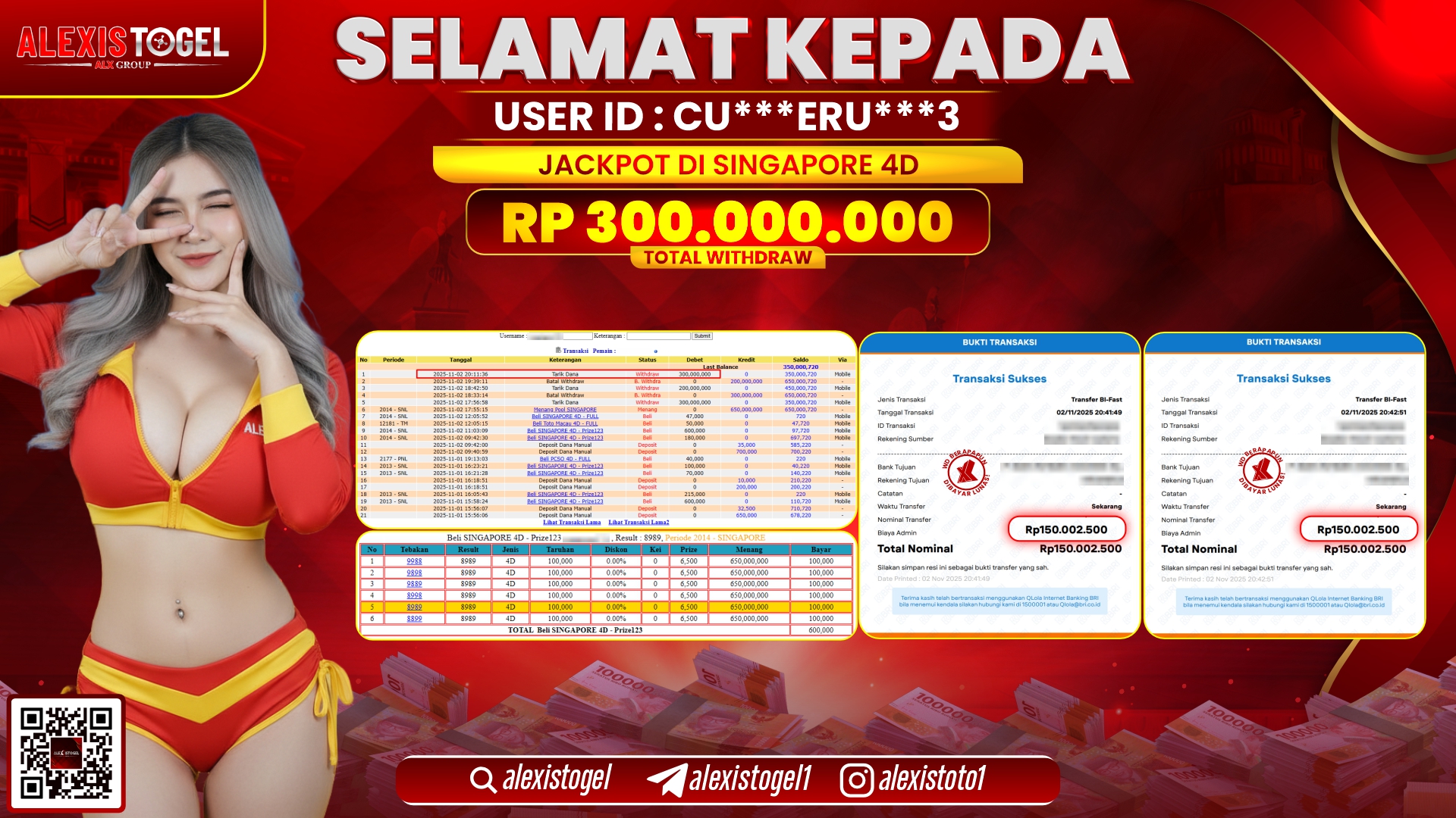 ALEXISTOGEL di TOGEL SINGAPORE RP.300.000.000, LUNAS
