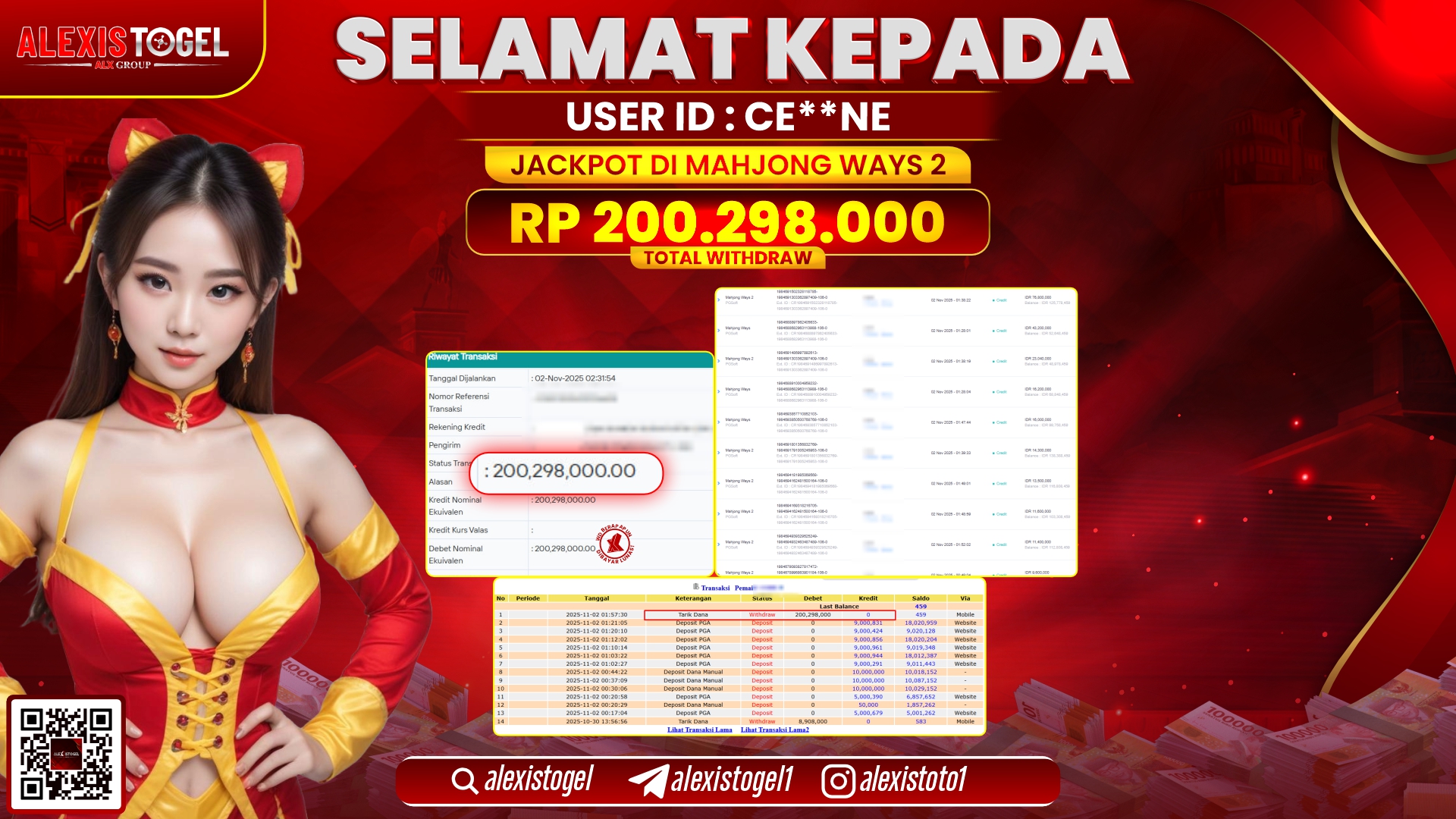 ALEXISTOGEL di SLOT MAHJONG WAYS 2 RP.200.298.000, LUNAS