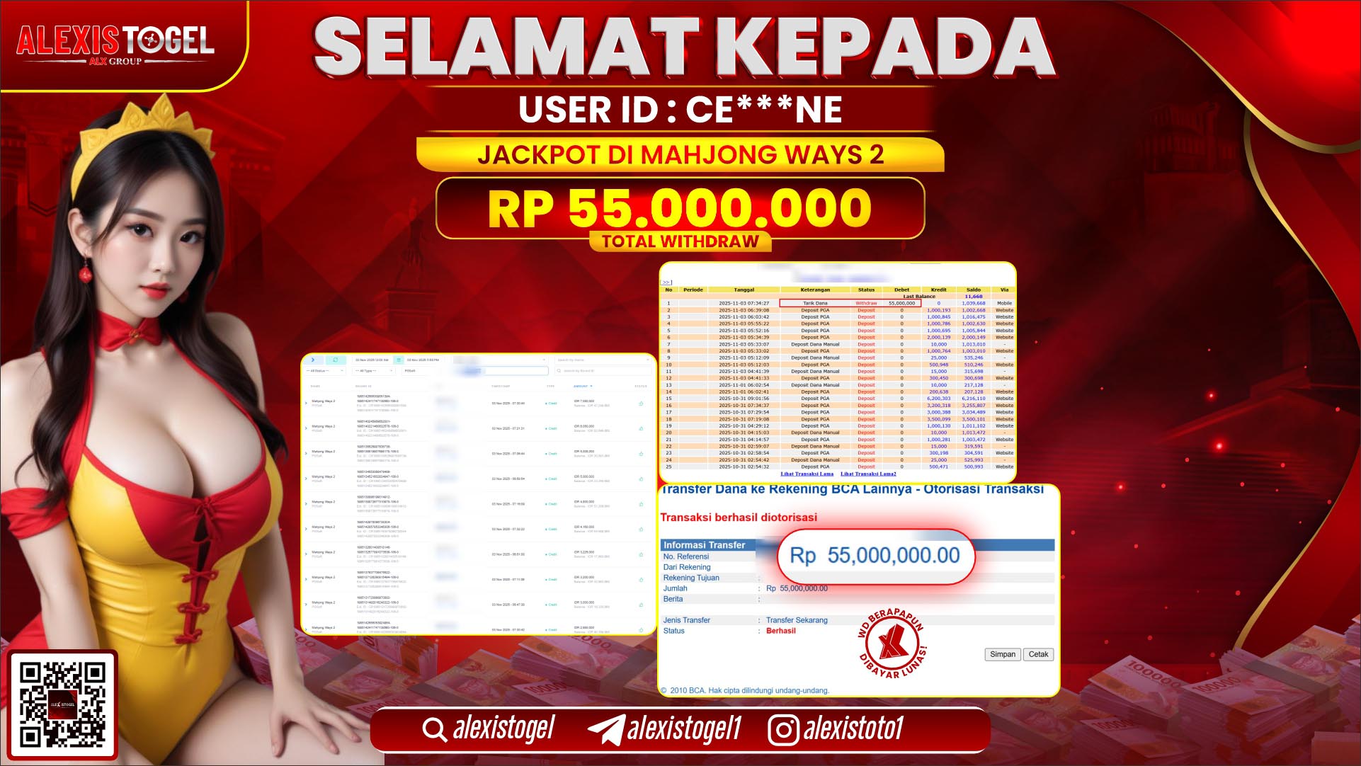 ALEXISTOGEL di SLOT MAHJONG WAYS 2 RP.55.000.000, LUNAS