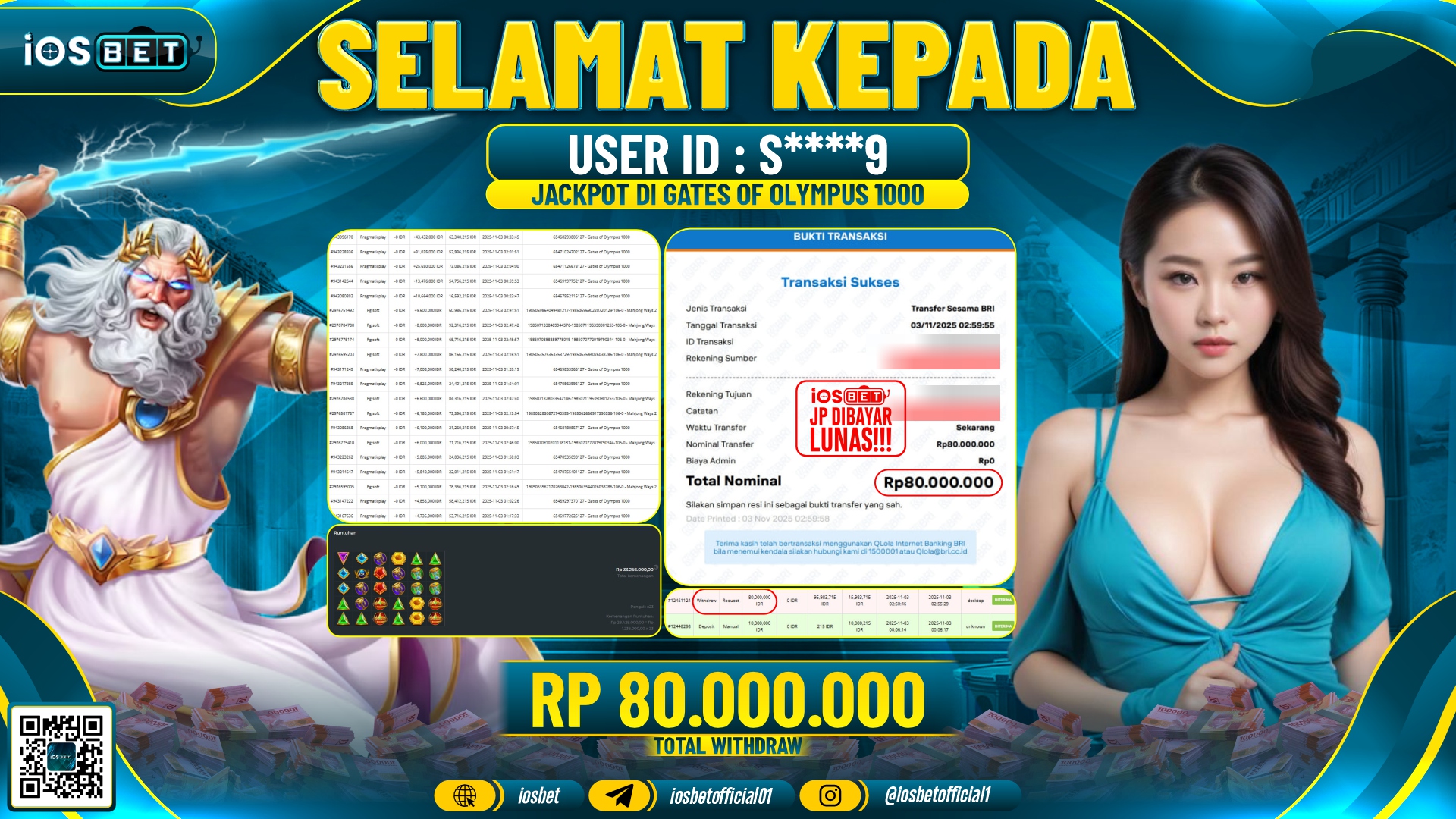 Bukti Pembayaran LUNAS SLOT GAME GACOR  Rp.80.000.000