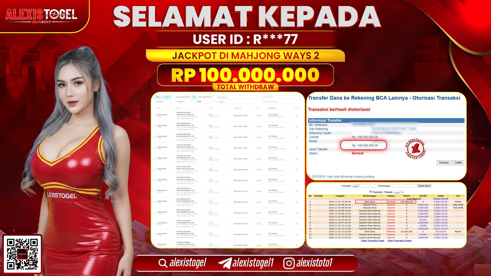 ALEXISTOGEL di SLOT MAHJONG WAYS 2 RP.100.000.000, LUNAS