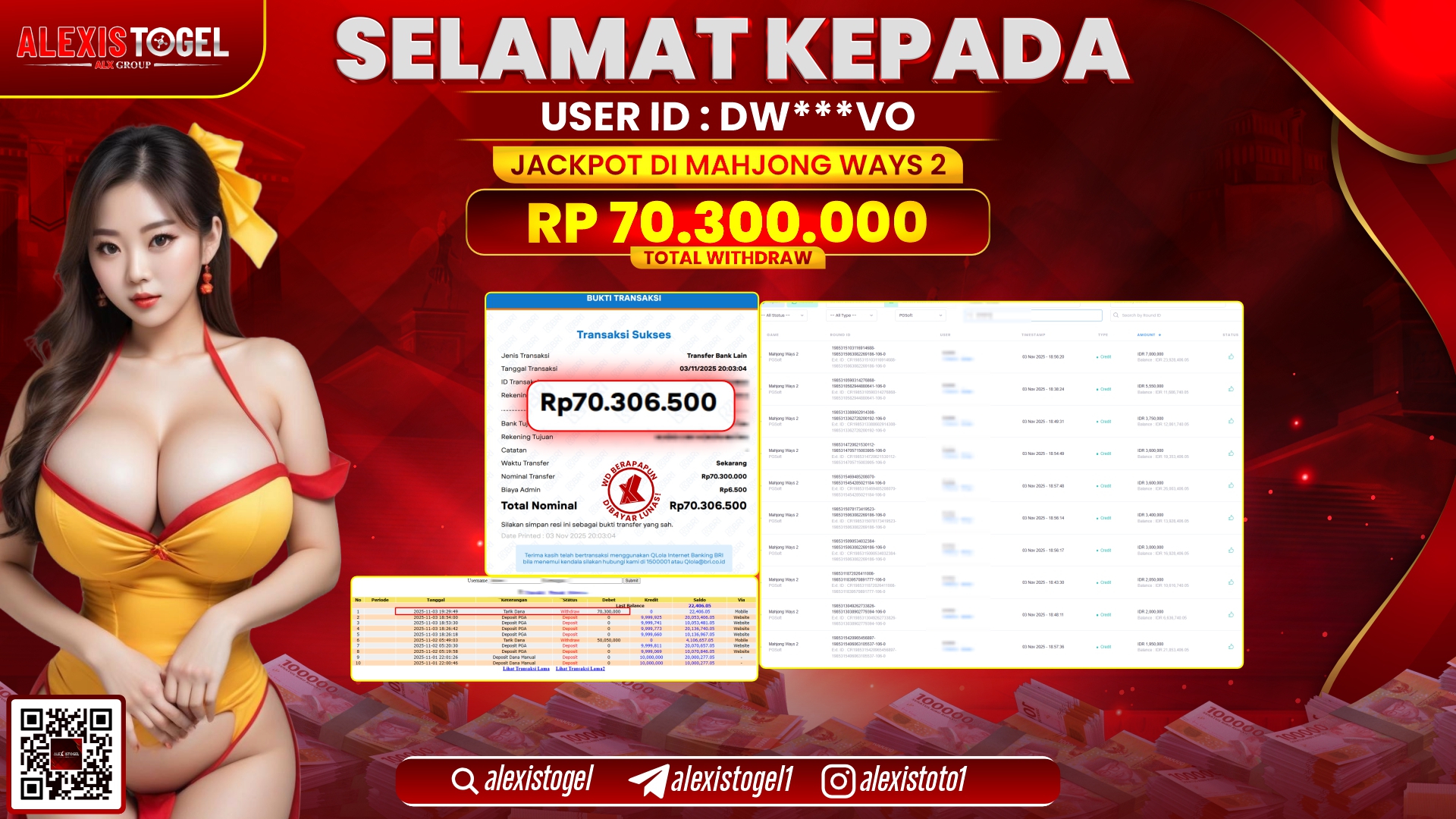 ALEXISTOGEL di SLOT MAHJONG WAYS 2 RP.70.300.000, LUNAS