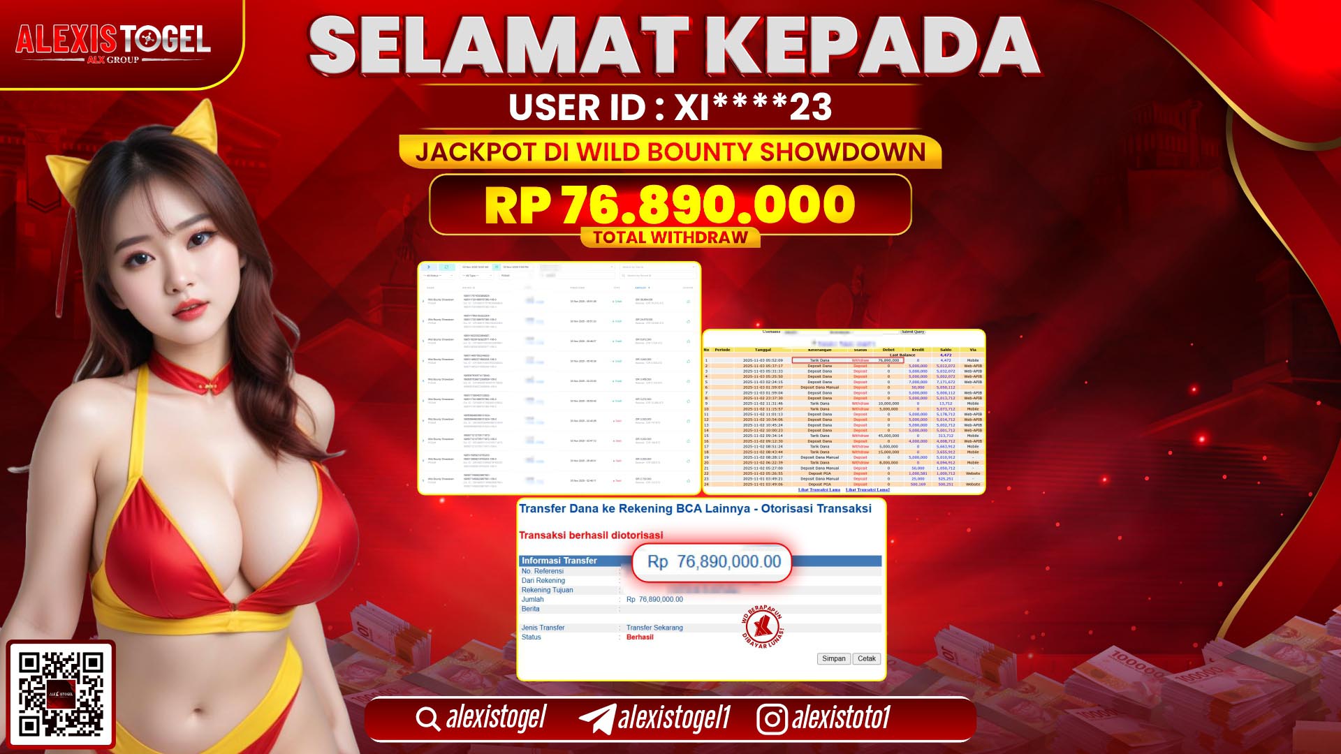 ALEXISTOGEL di SLOT WILD BOUNTY SHOWDOWN RP.76.890.000, LUNAS