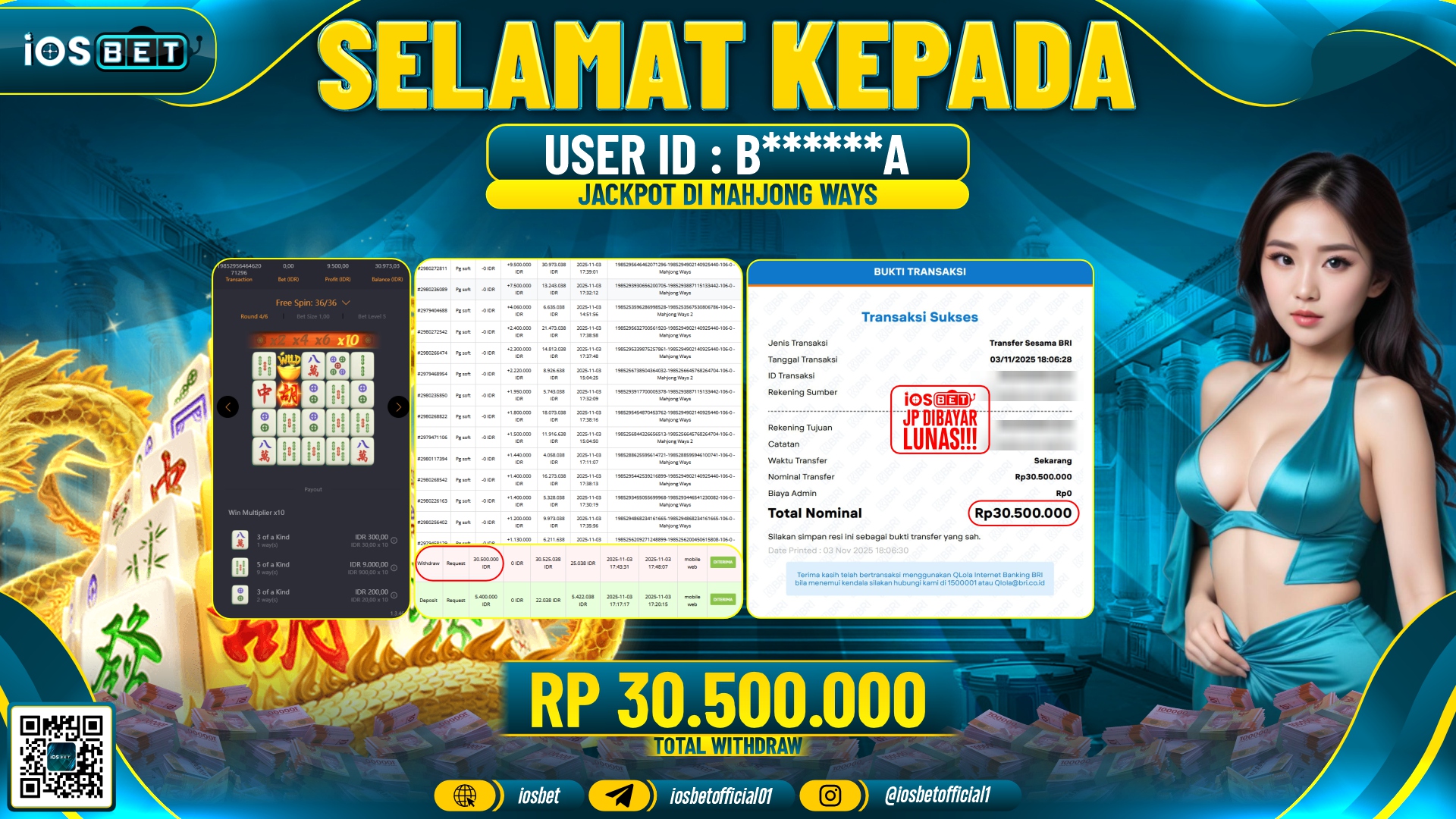 Bukti Pembayaran LUNAS SLOT GAME GACOR  Rp.30.500.000