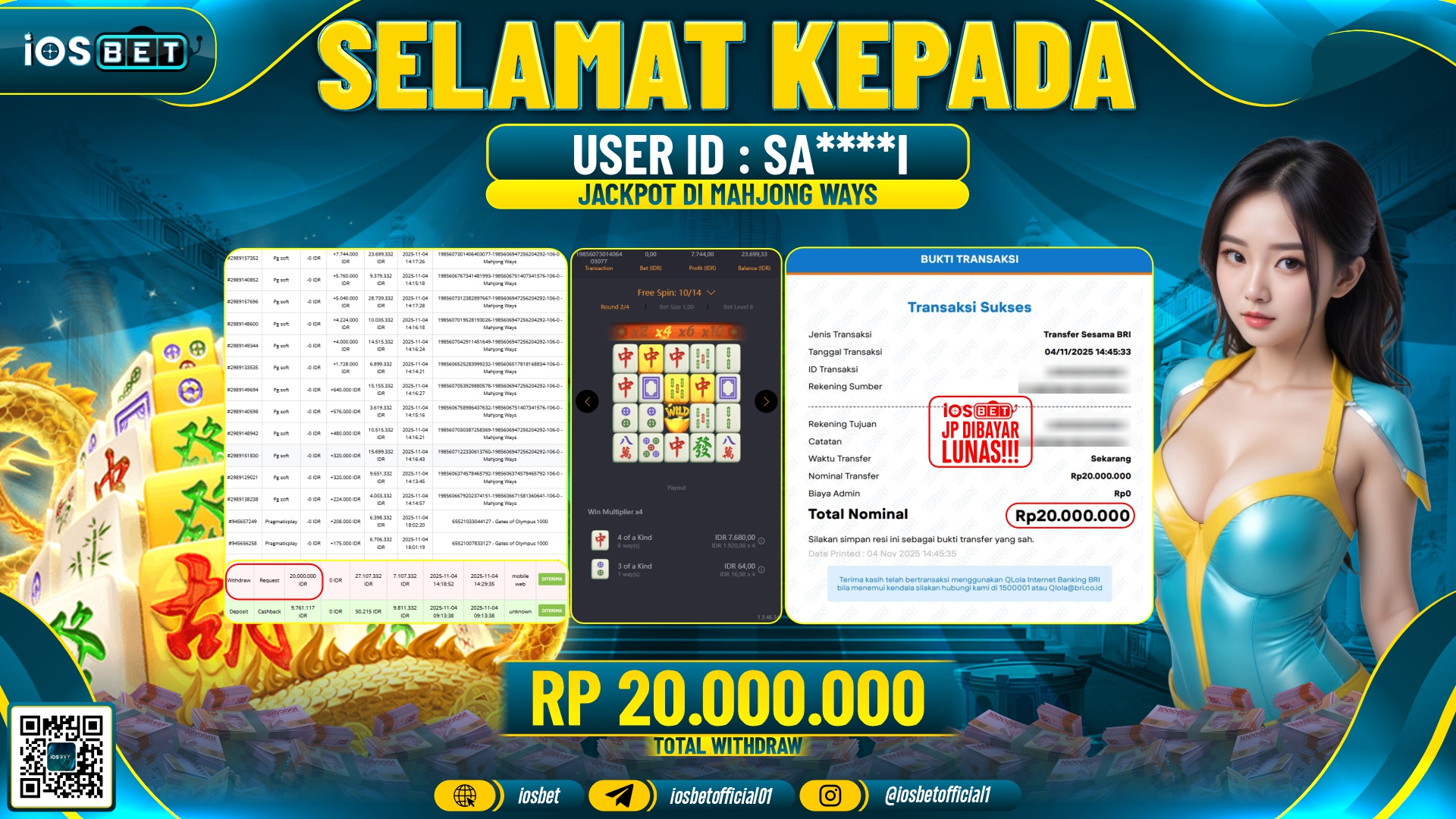 Bukti Pembayaran LUNAS SLOT GAME GACOR  Rp.20.000.000