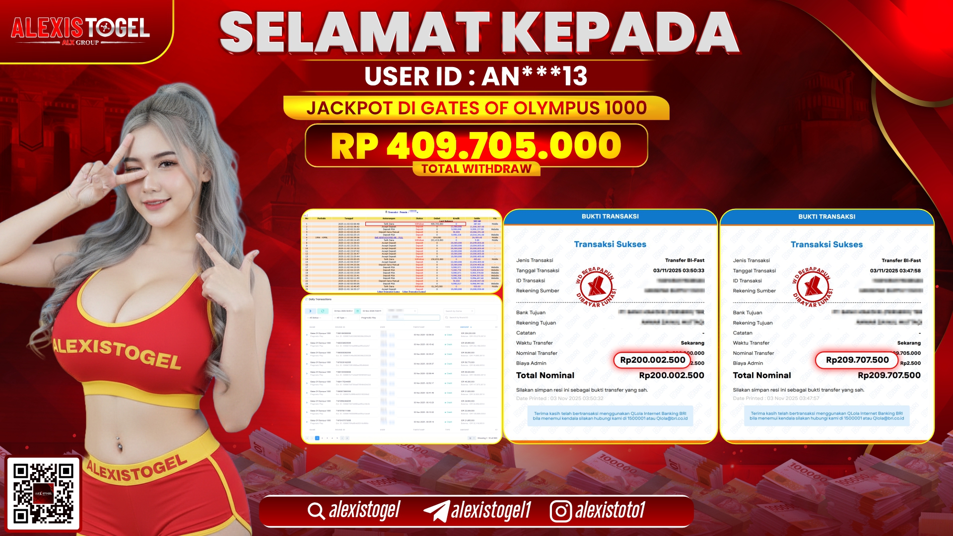 ALEXISTOGEL di SLOT GATES OF OLYMPUS 1000 RP.409.705.000, LUNAS