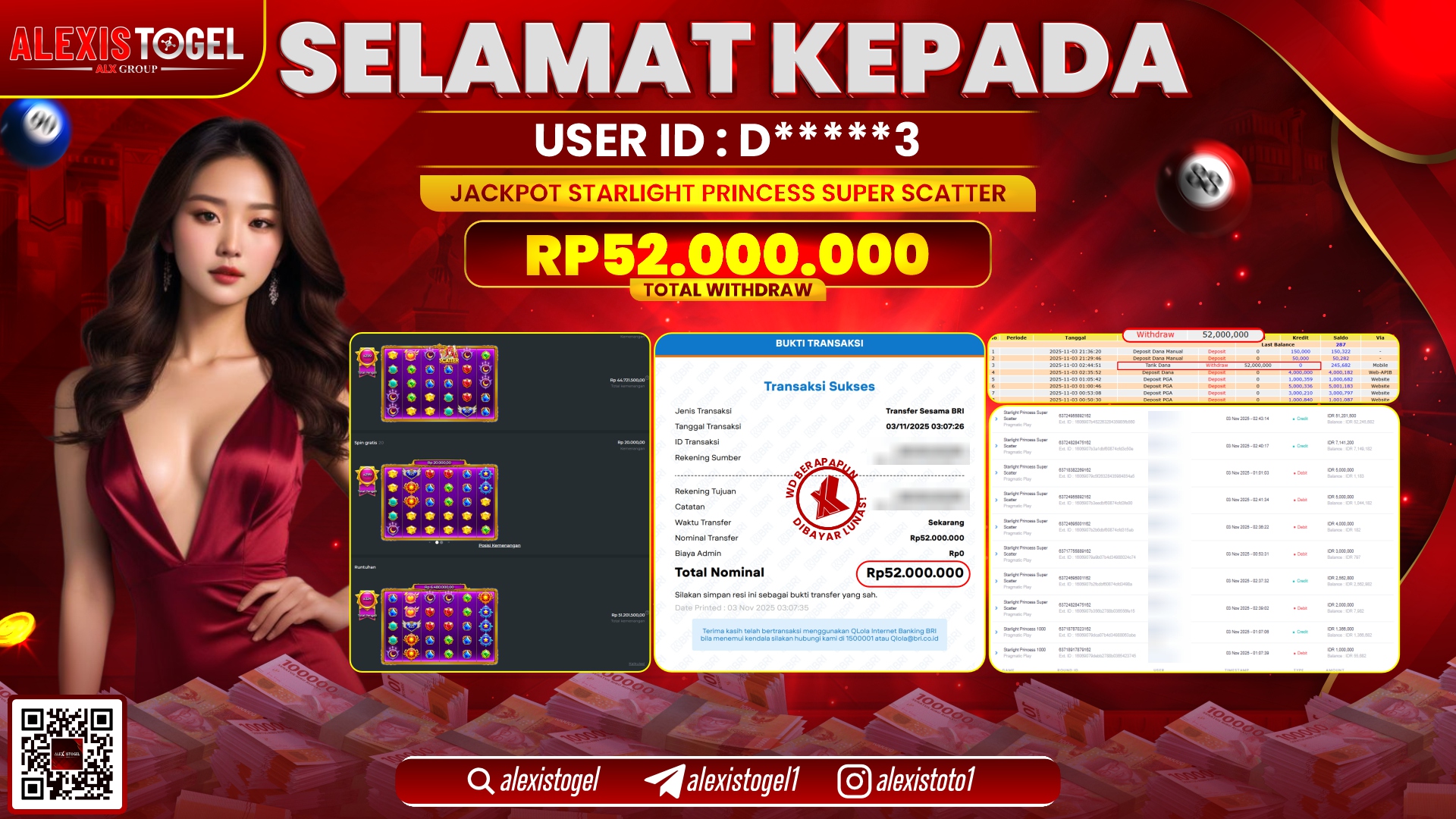 ALEXISTOGEL di SLOT STARLIGHT PRINCESS SUPER SCATTER RP.52.000.000, LUNAS