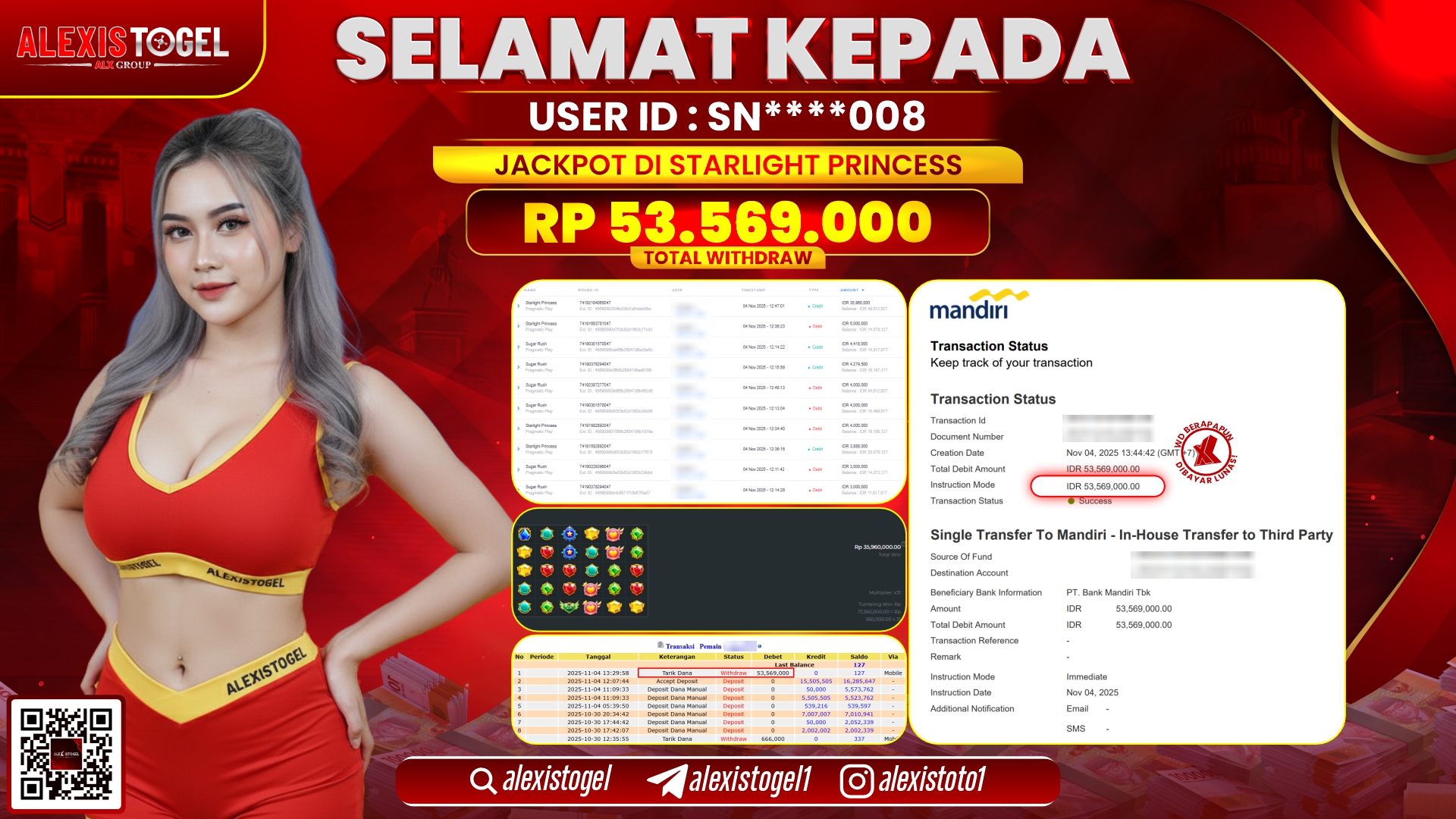 ALEXISTOGEL di SLOT STARLIGHT PRINCESS RP.53.569.000, LUNAS