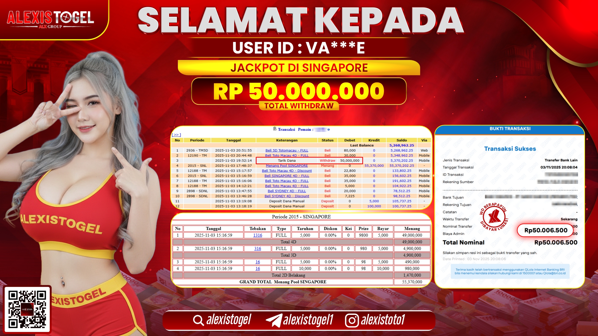 ALEXISTOGEL di TOGEL SINGAPORE RP.50.000.000, LUNAS
