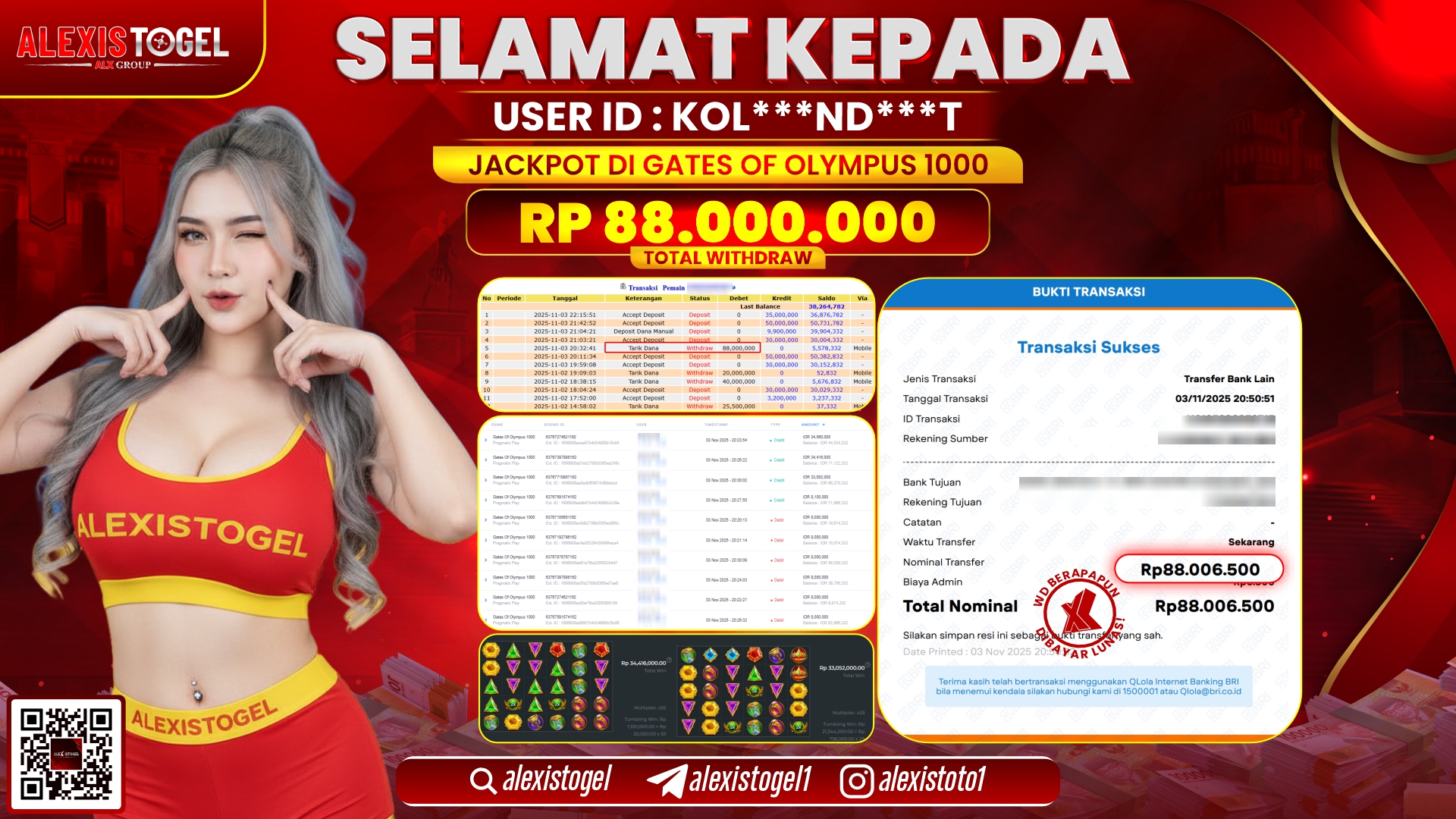 ALEXISTOGEL di SLOT GATES OF PLYMPUS 1000 RP.88.000.000, LUNAS