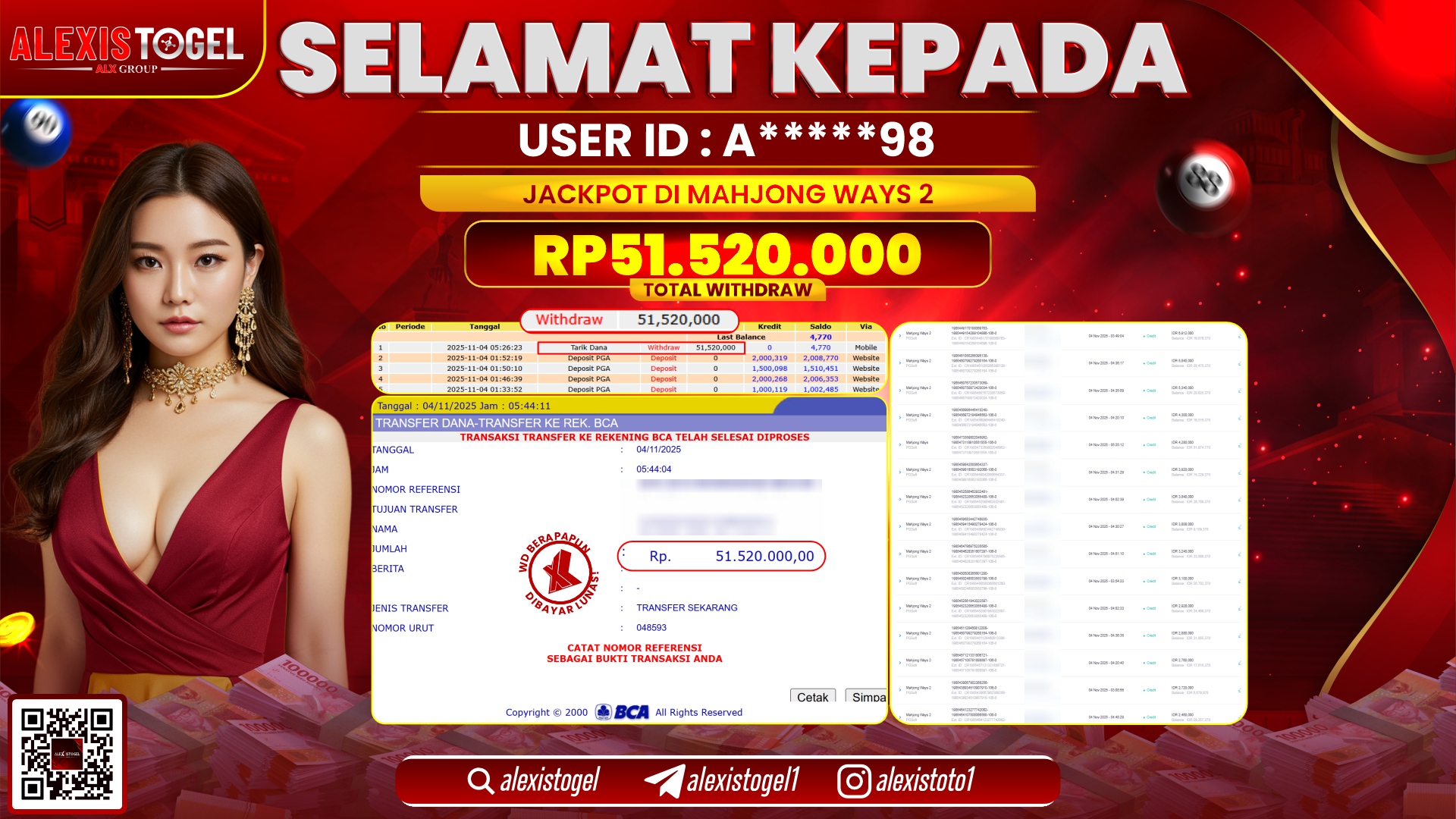 ALEXISTOGEL di SLOT MAHJONG WAYS 2 RP.51.520.000, LUNAS