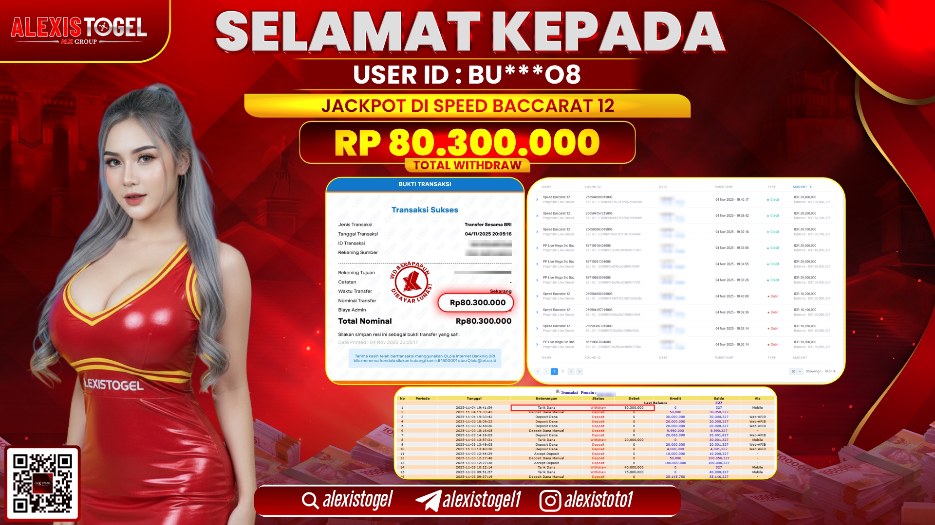 ALEXISTOGEL di CASINO SPEED BACCARAT 12 RP.80.300.000, LUNAS