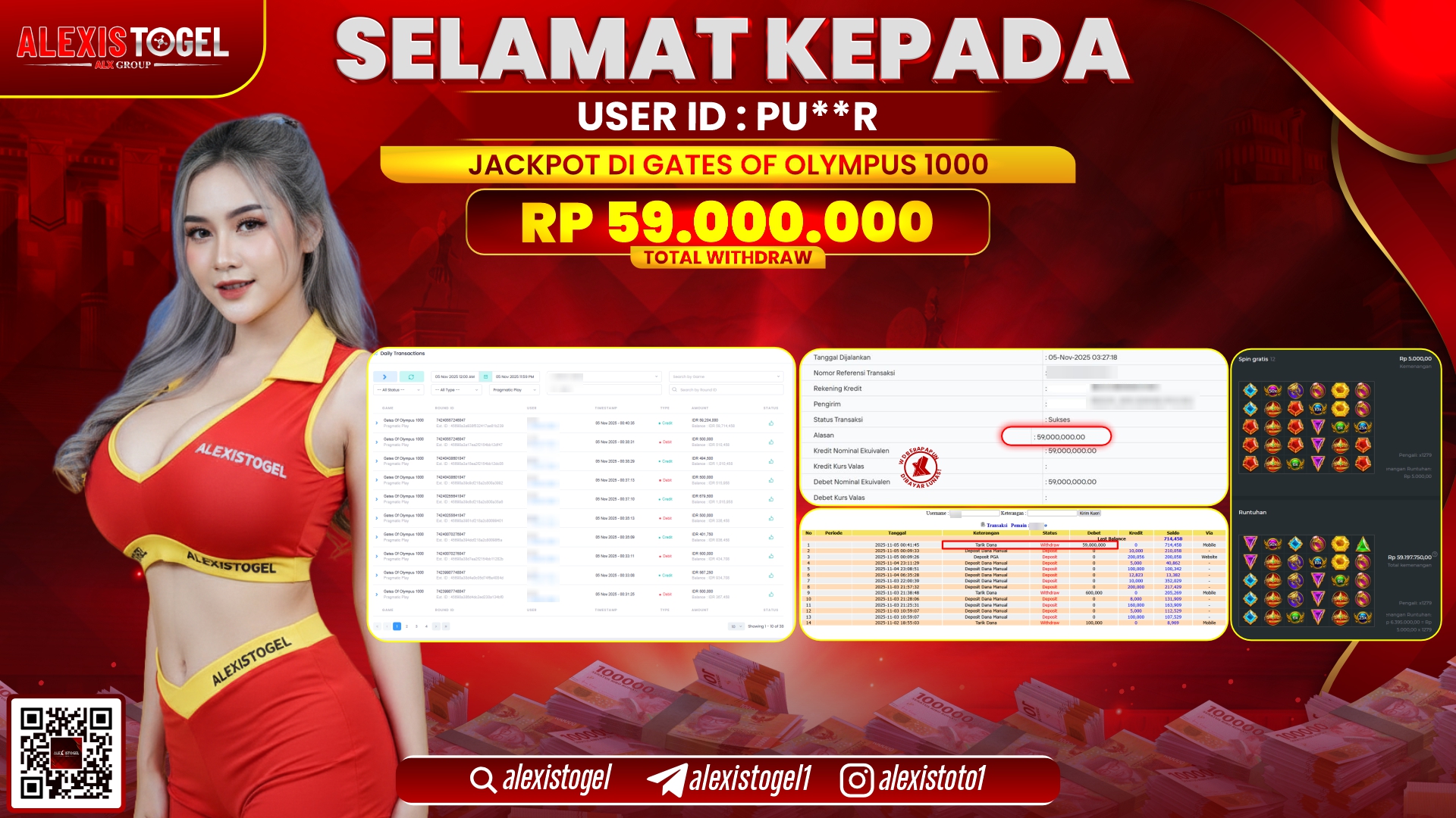 ALEXISTOGEL di SLOT GATES OF OLYMPUS 1000 RP.59.000.000, LUNAS