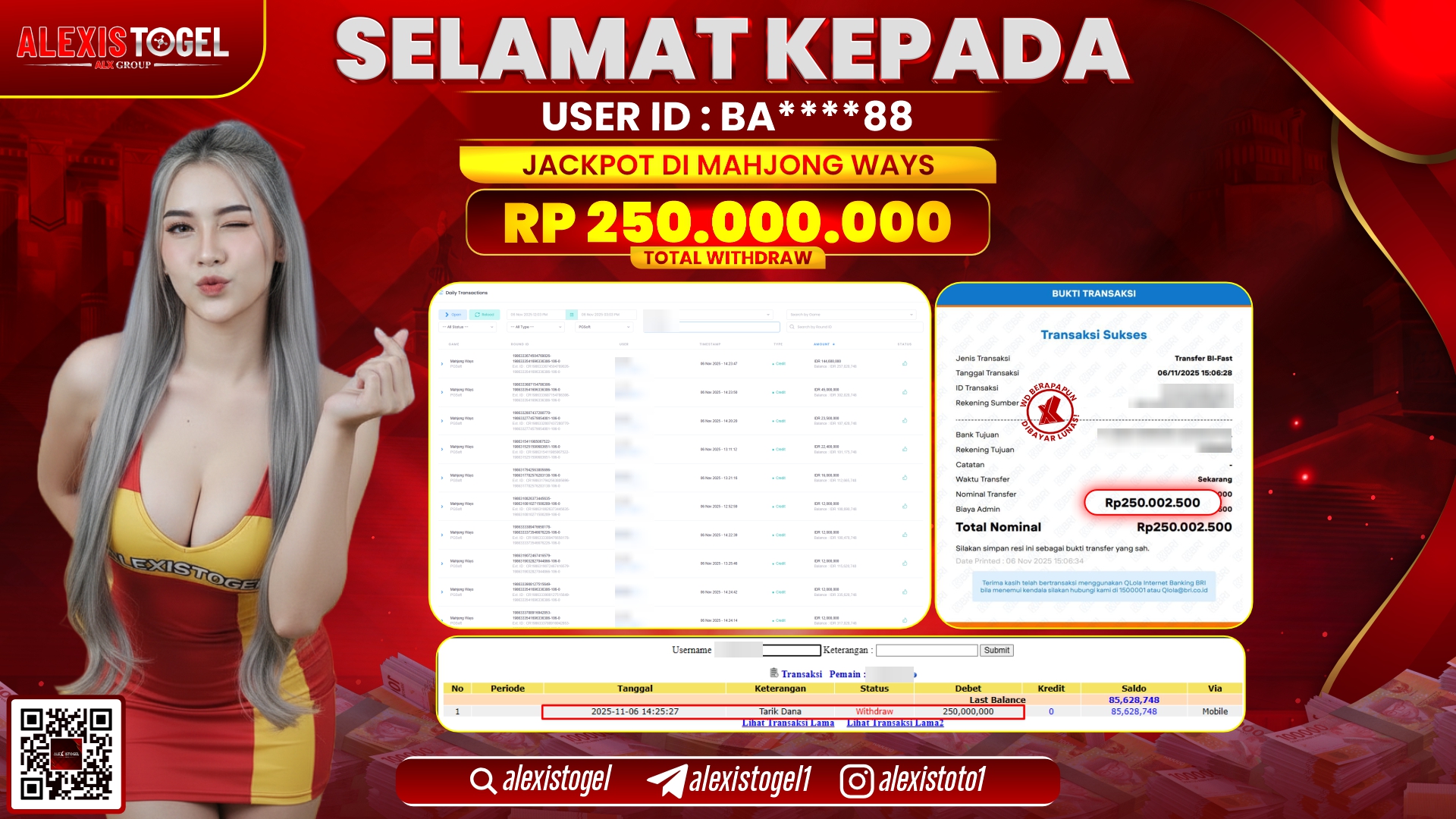 ALEXISTOGEL di SLOT MAHJONG WAYS RP.250.000.000, LUNAS