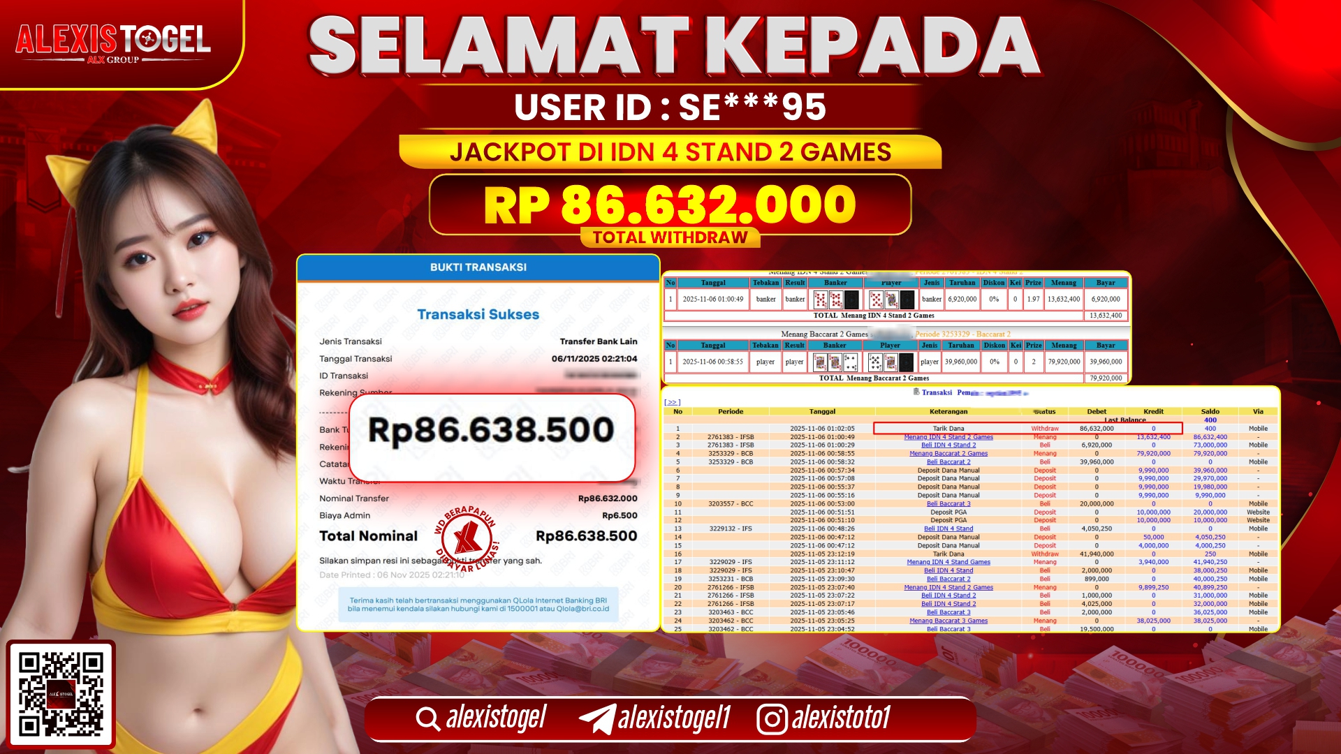 ALEXISTOGEL di IDN 4 STAND 2 GAMES RP.86.632.000, LUNAS