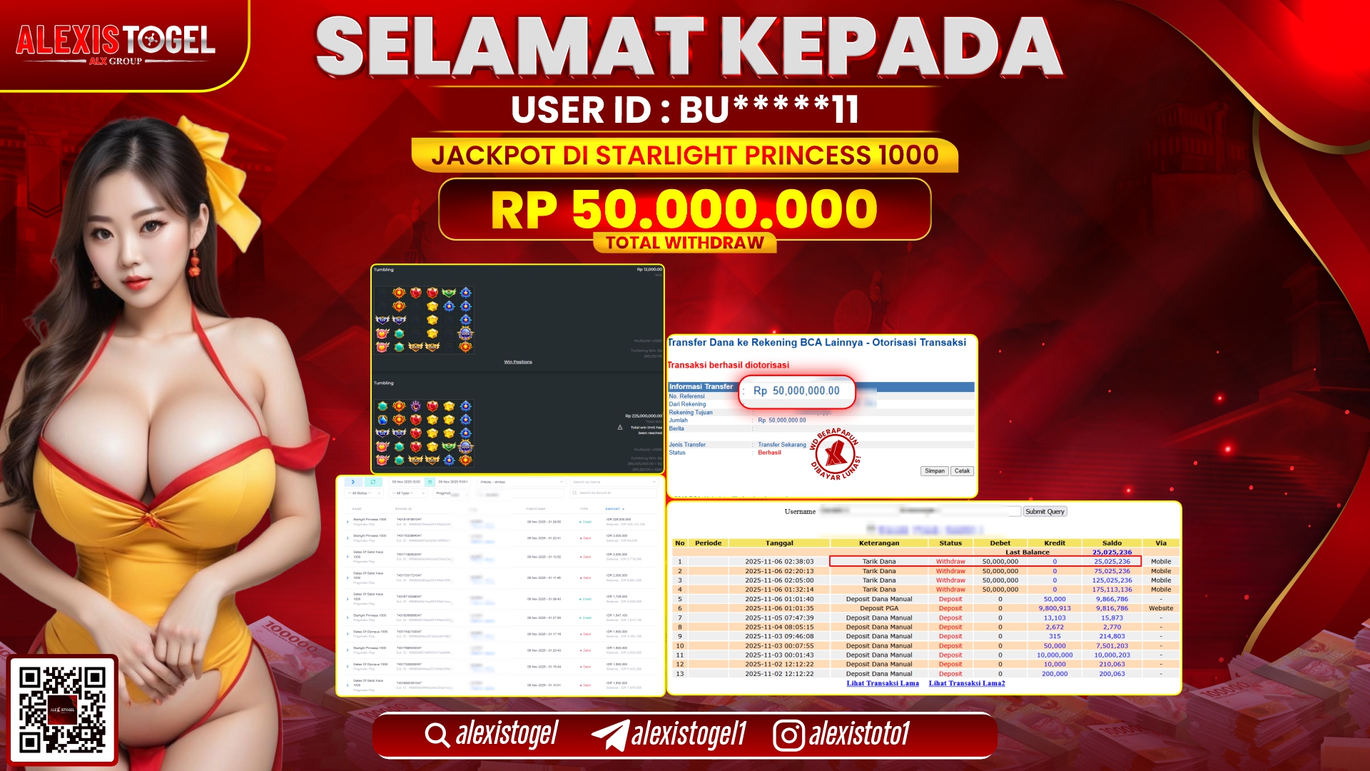 ALEXISTOGEL di SLOT STARLIGHT PRINCESS 1000 RP.50.000.000, LUNAS