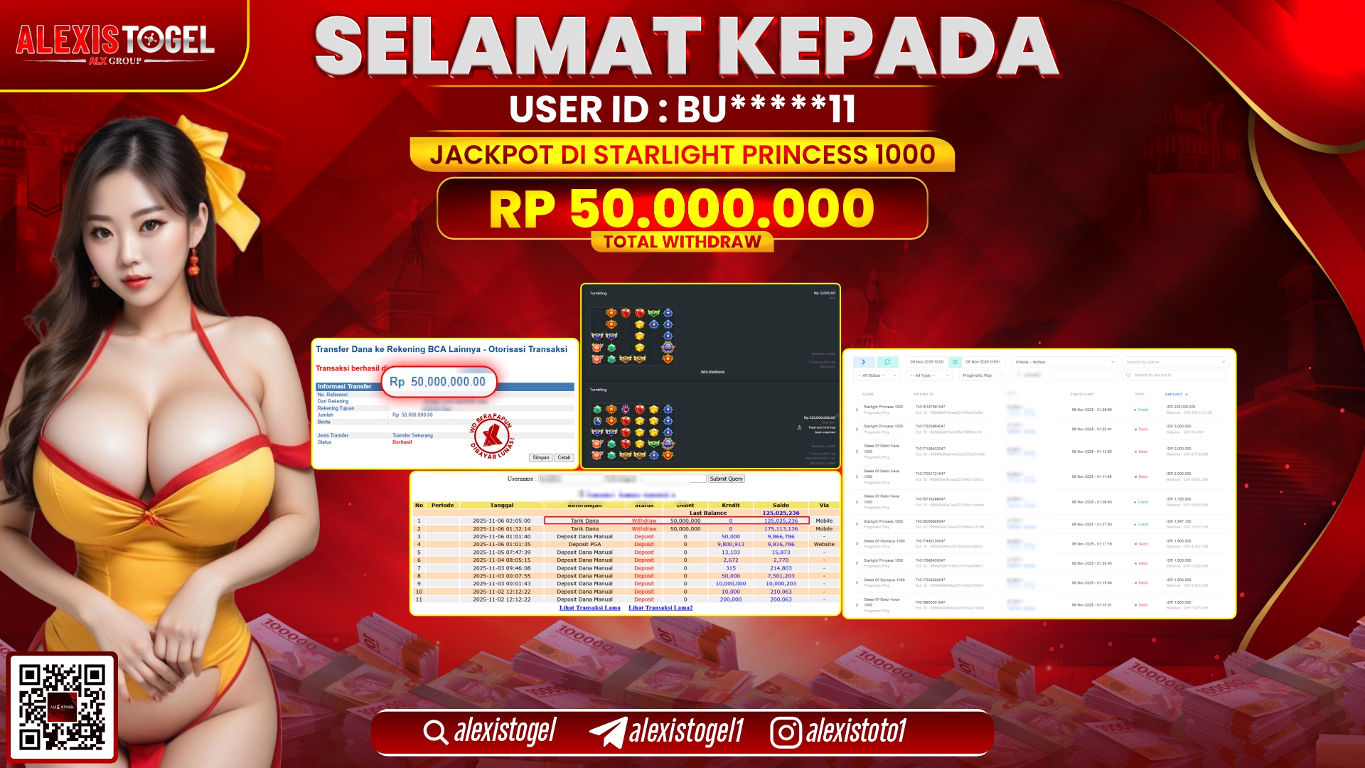 ALEXISTOGEL di SLOT STARLIGHT PRINCESS 1000 RP.50.000.000, LUNAS