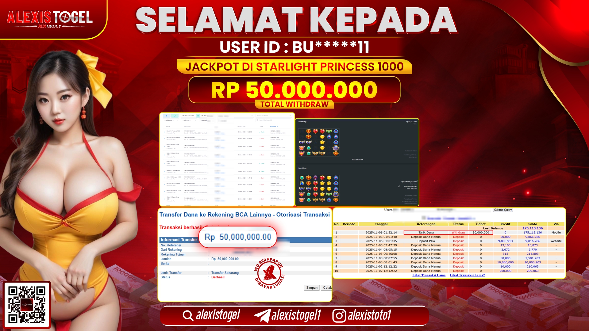 ALEXISTOGEL di SLOT STARLIGHT PRINCESS 1000 RP.50.000.000, LUNAS