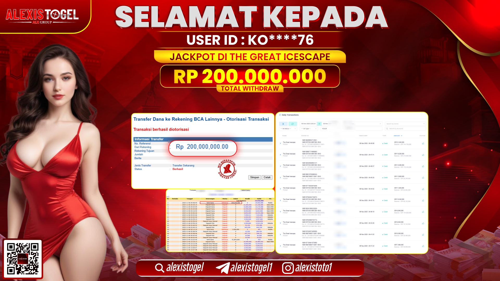 ALEXISTOGEL di SLOT THE GREAT ICESCAPE RP.200.000.000, LUNAS