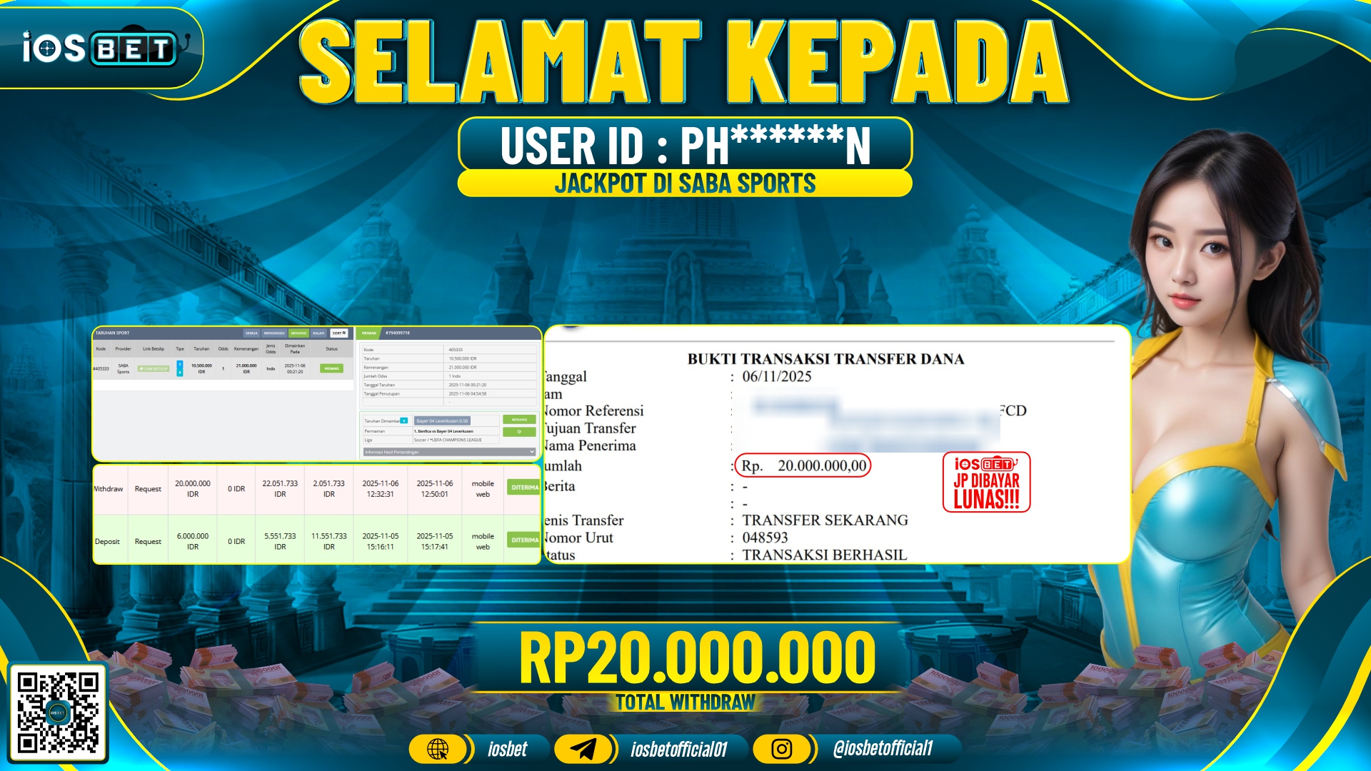 Bukti Pembayaran LUNAS SPORT GAME GACOR  Rp.20.000.000