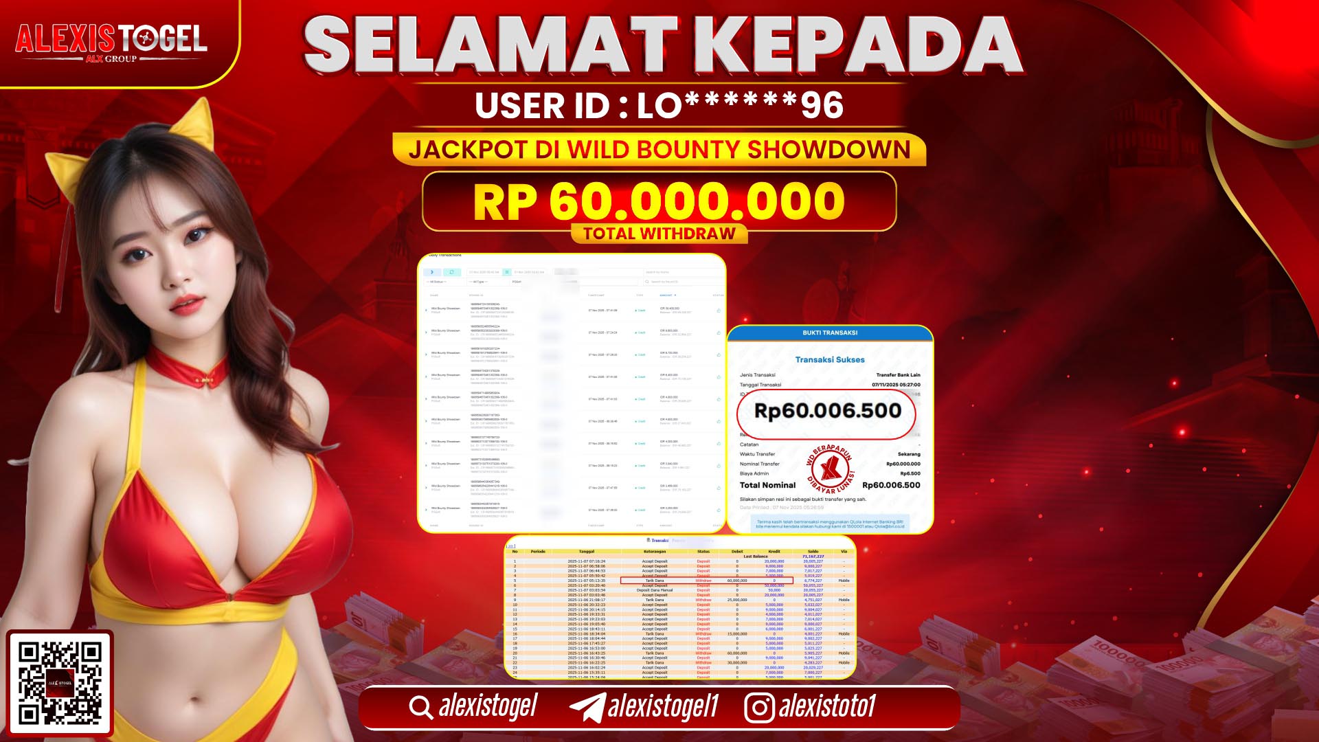 ALEXISTOGEL di SLOT WILD BOUNTY SHOWDOWN RP.60.000.000, LUNAS