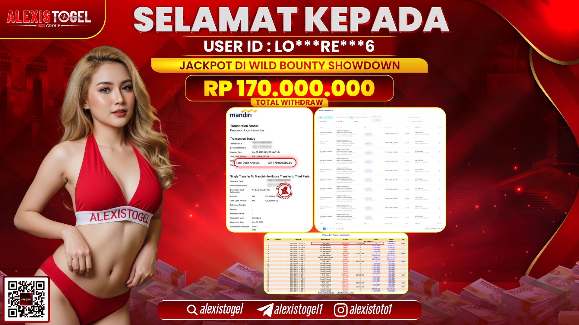 ALEXISTOGEL di SLOT WILD BOUNTY SHOWDOWN RP.170.000.000, LUNAS