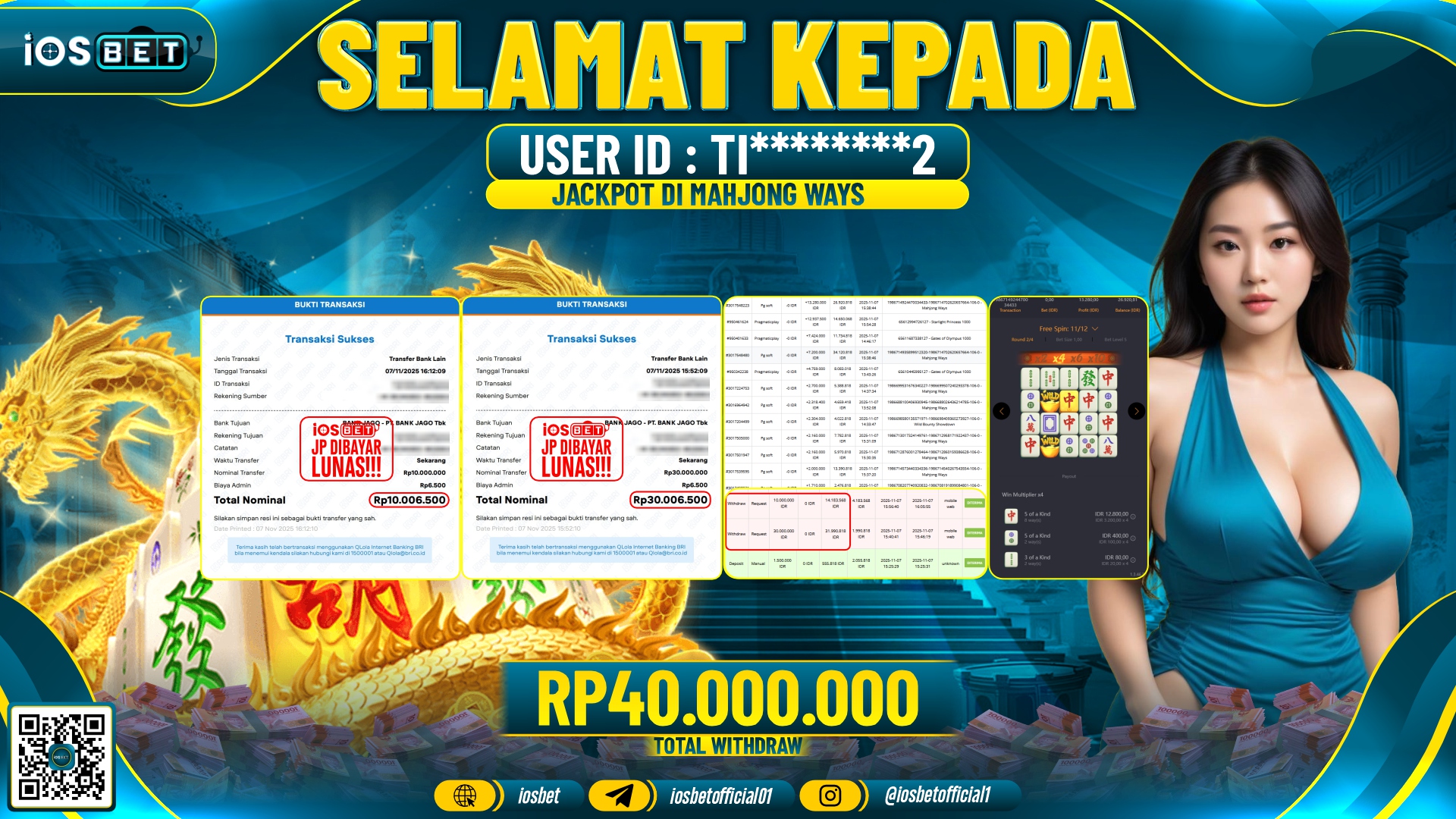 Bukti Pembayaran LUNAS SLOT GAME GACOR  Rp.40.000.000