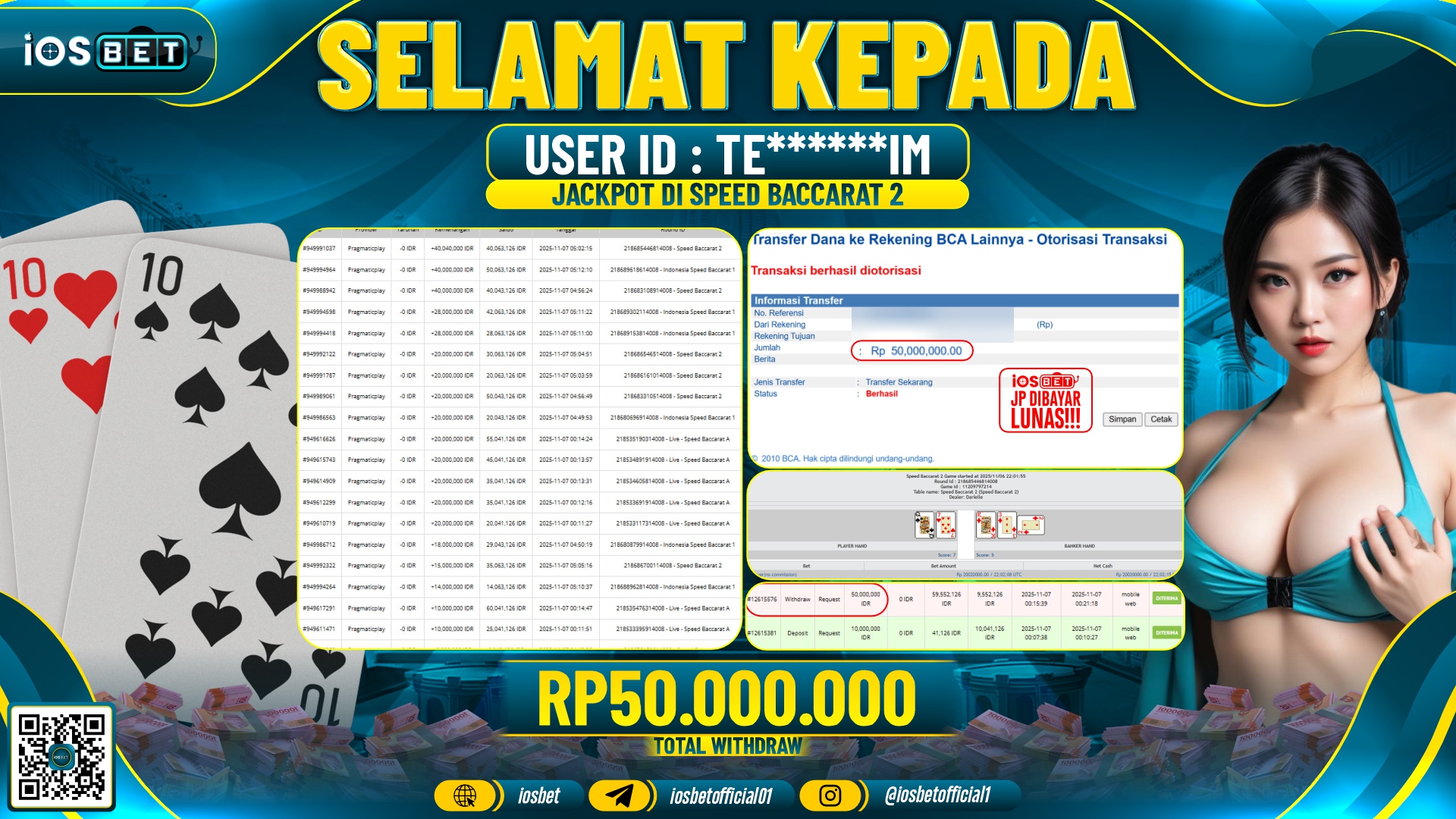 Bukti Pembayaran LUNAS LIVE GAME GACOR  Rp.50.000.000