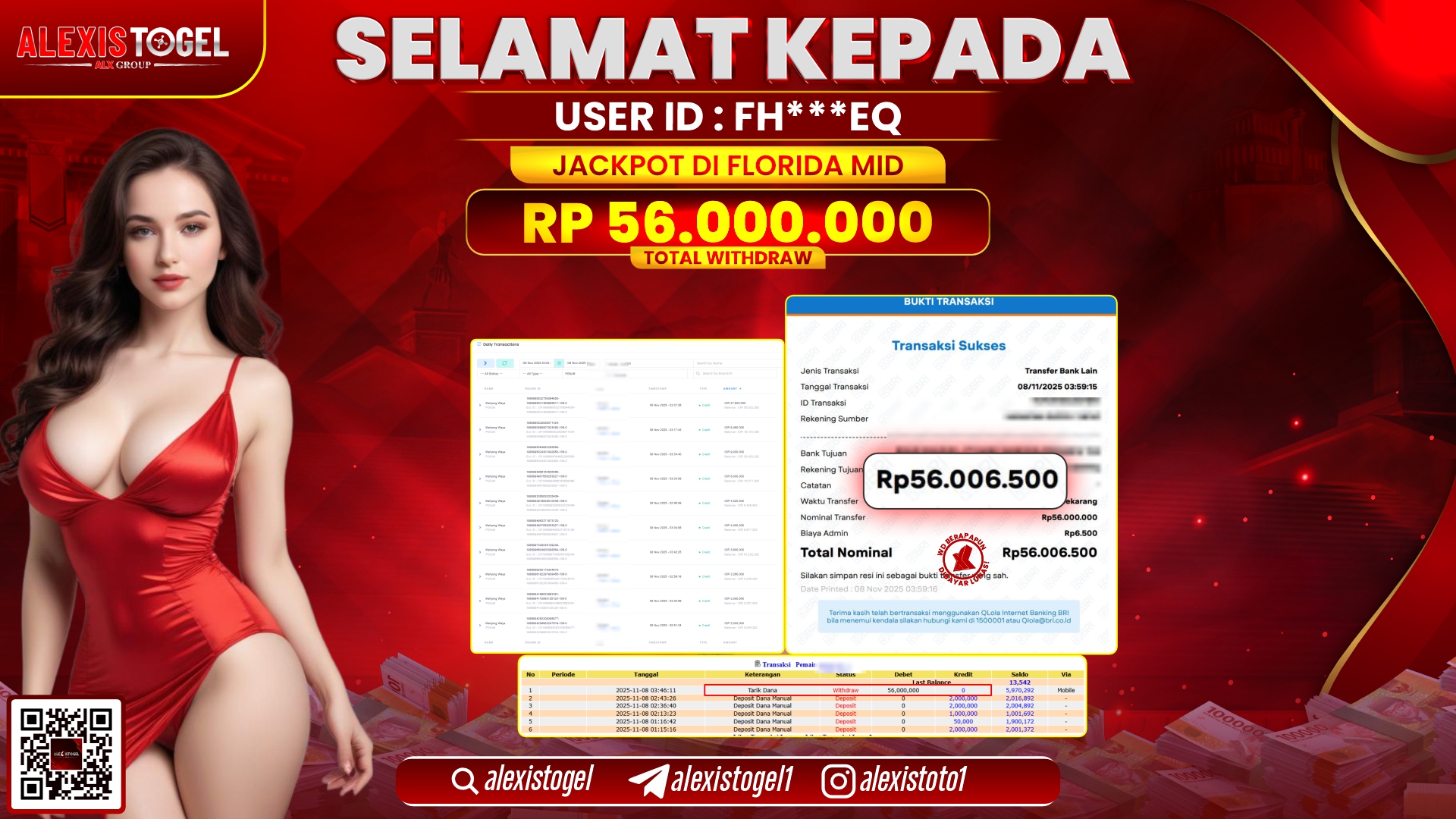 ALEXISTOGEL di TOGEL FLORIDA MID RP.56.000.000, LUNAS