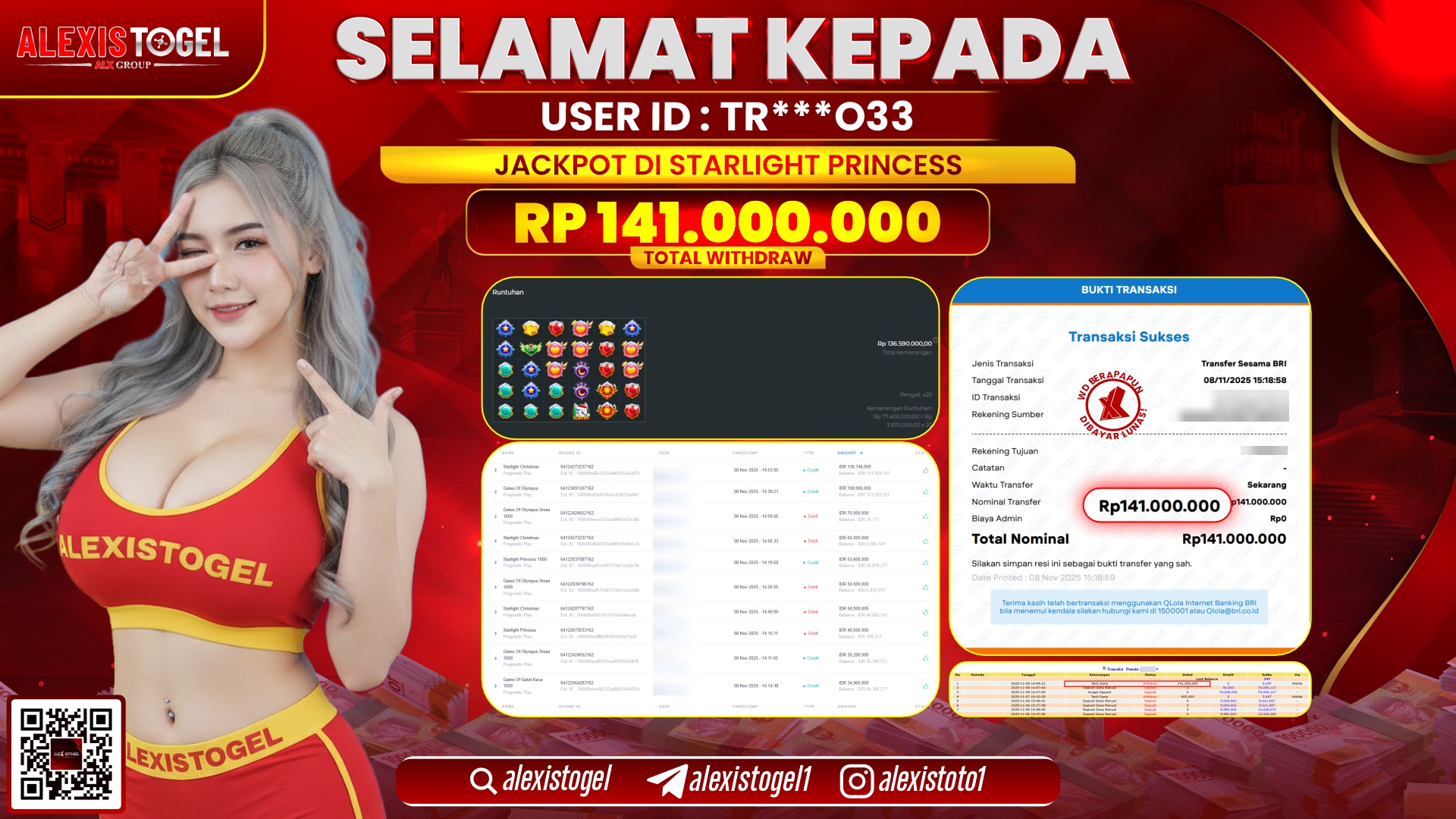 ALEXISTOGEL di SLOT STARLIGHT PRINCESS RP.141.000.000, LUNAS