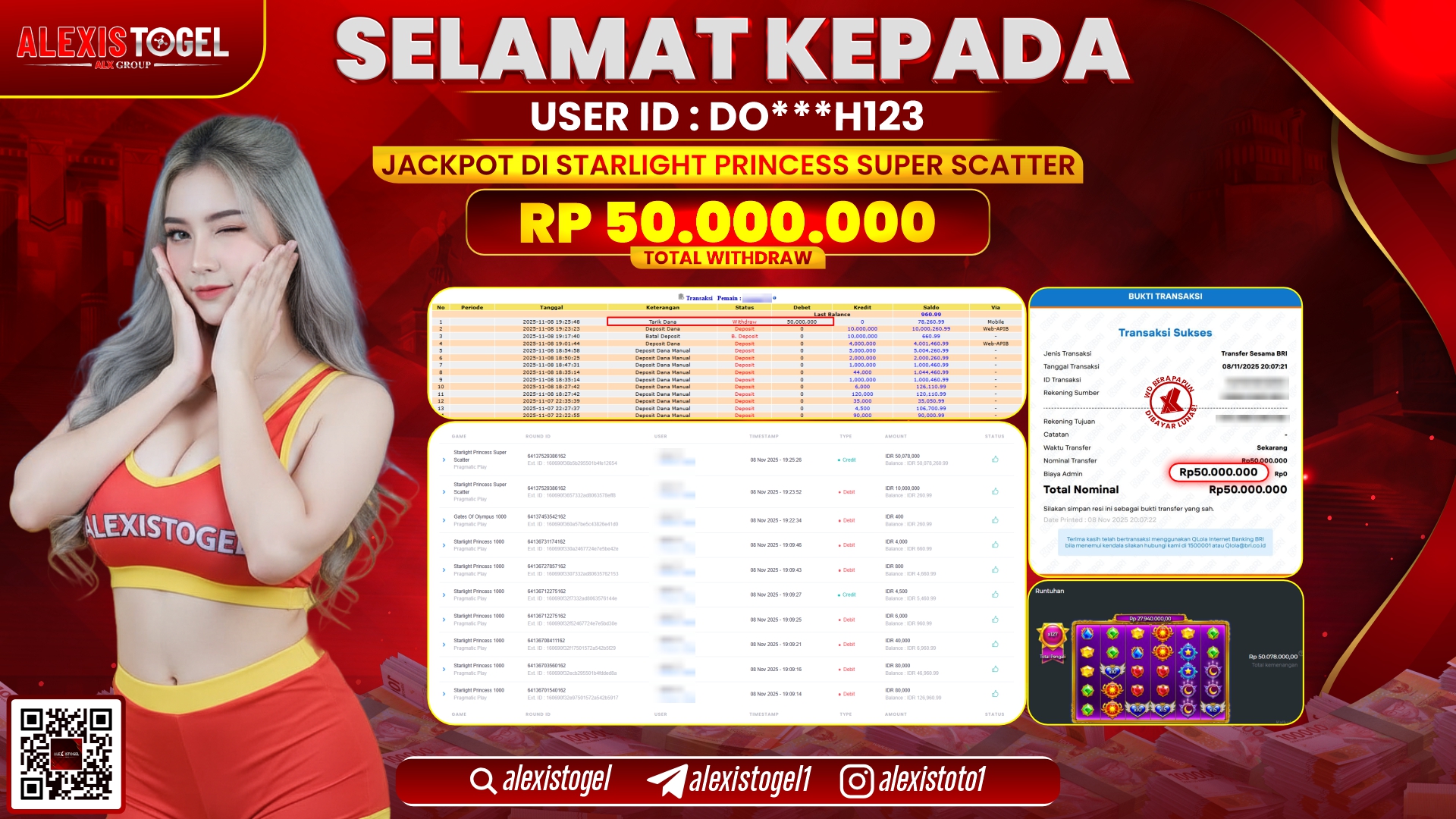 ALEXISTOGEL di SLOT STARLIGHT PRINCESS SUPER SCATTER RP.50.000.000, LUNAS