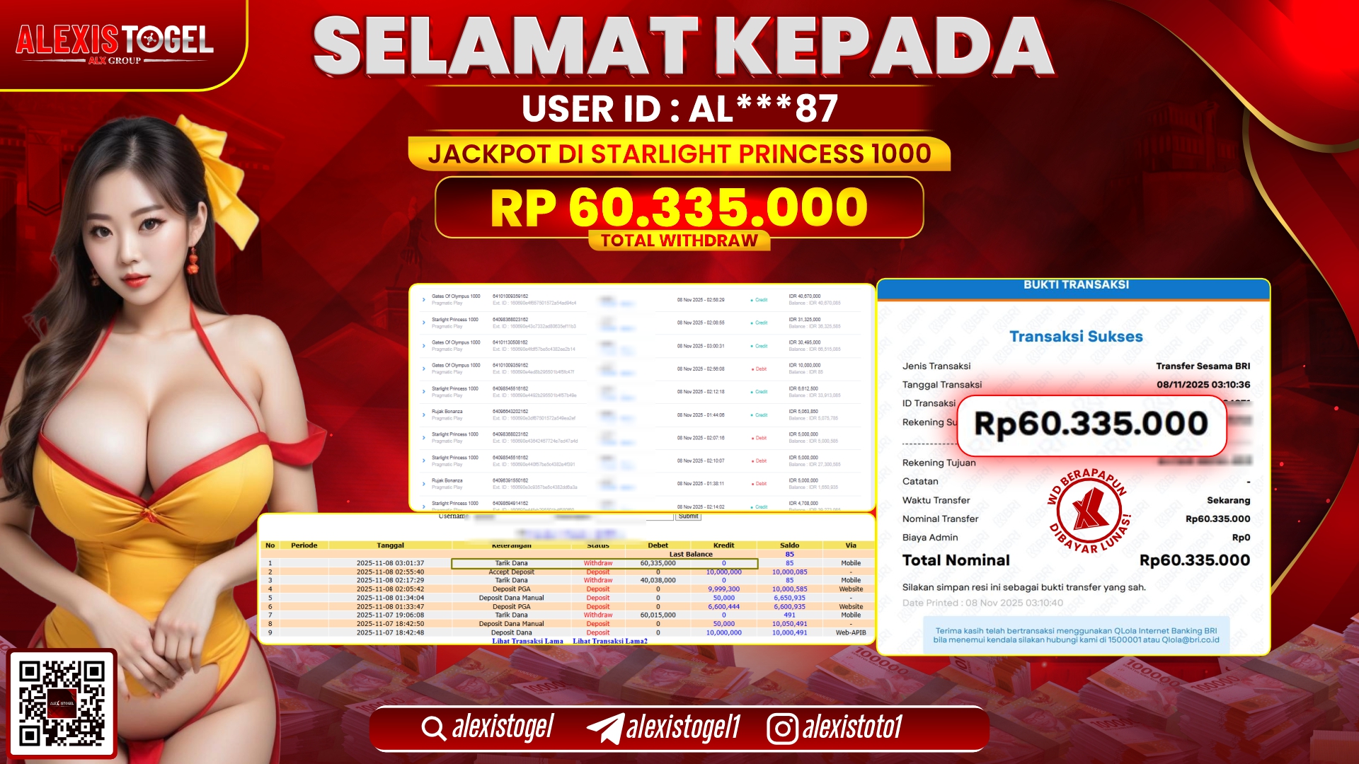 ALEXISTOGEL di SLOT STARLIGHT PRINCESS 1000 RP.60.335.000, LUNAS