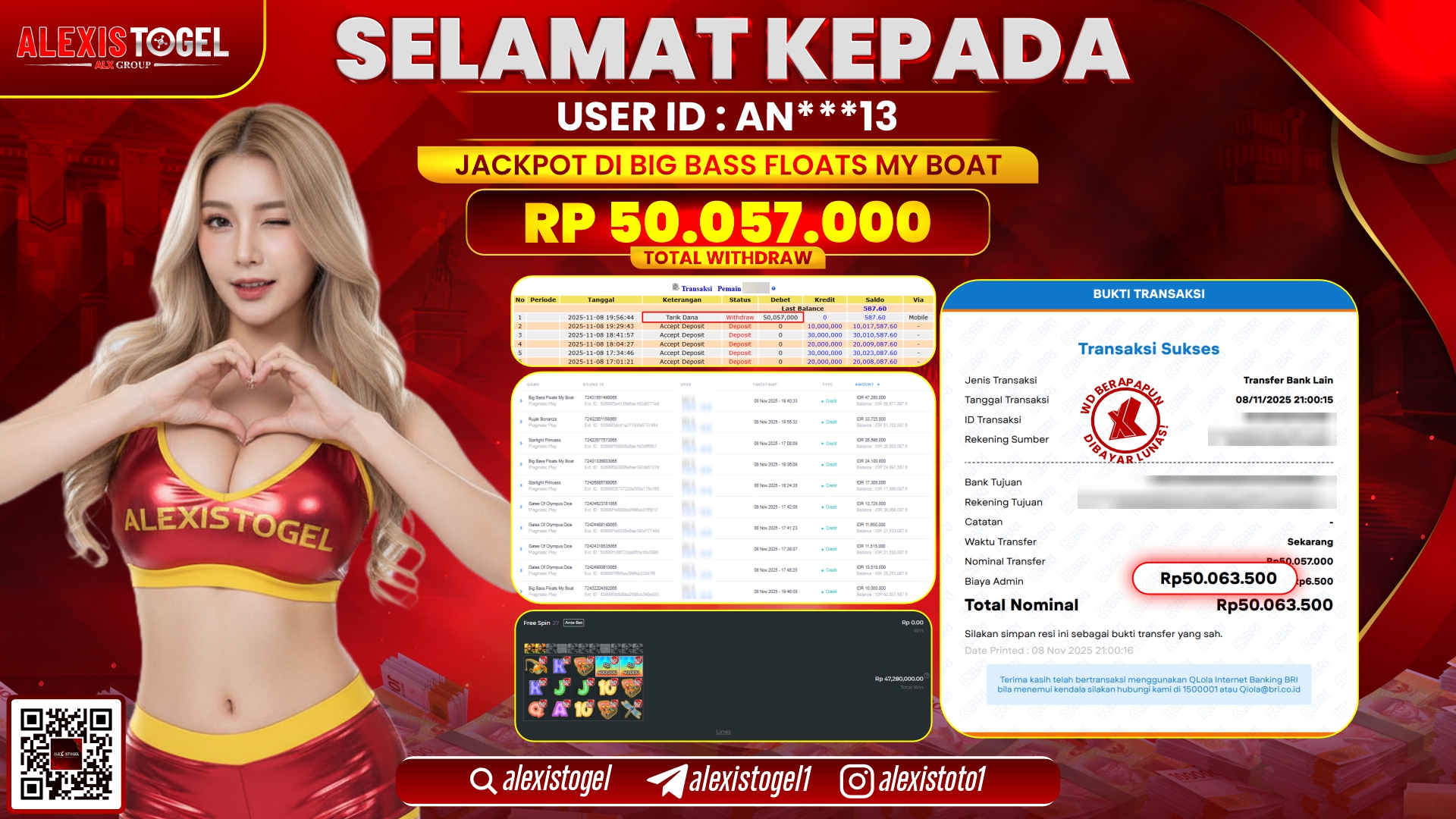 ALEXISTOGEL di SLOT BIG BASS FLOATS MY BOAT RP.50.057.000, LUNAS