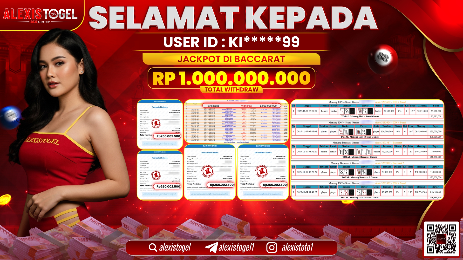 ALEXISTOGEL di CASINO BACCARAT RP.1.000.000.000, LUNAS