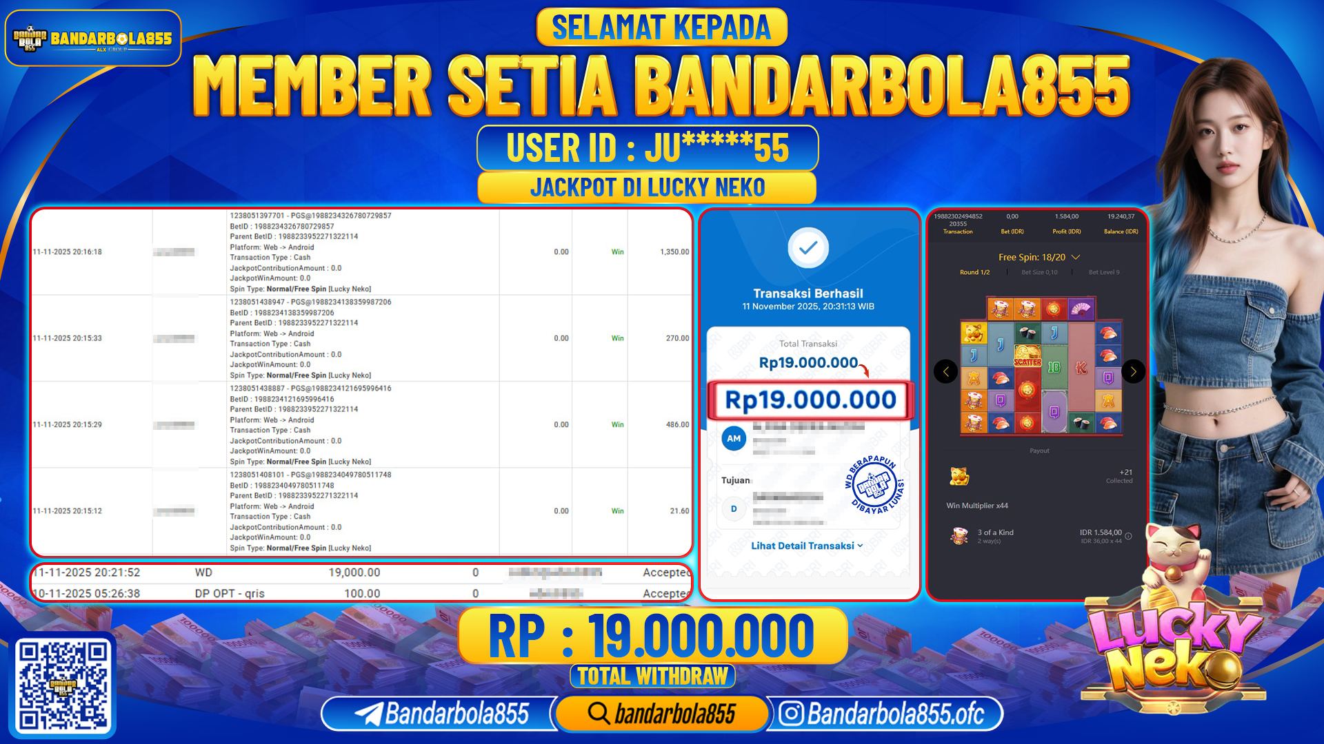 🎖 JACKPOT BANDARBOLA855 di LUCKY NEKO Rp19.000.000🎖