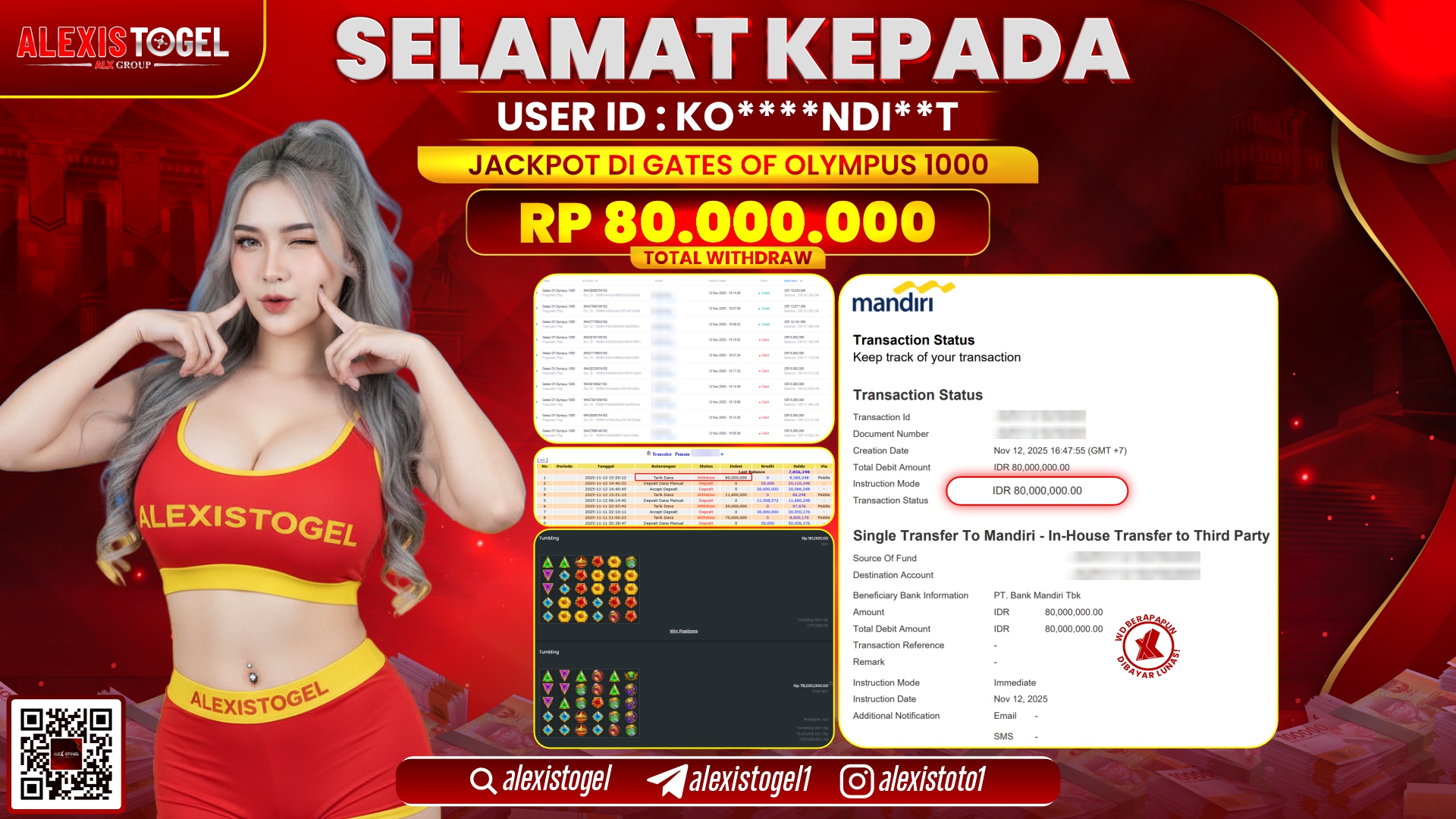 ALEXISTOGEL di SLOT GATES OF OLYMPUS 1000 RP.80.000.000, LUNAS