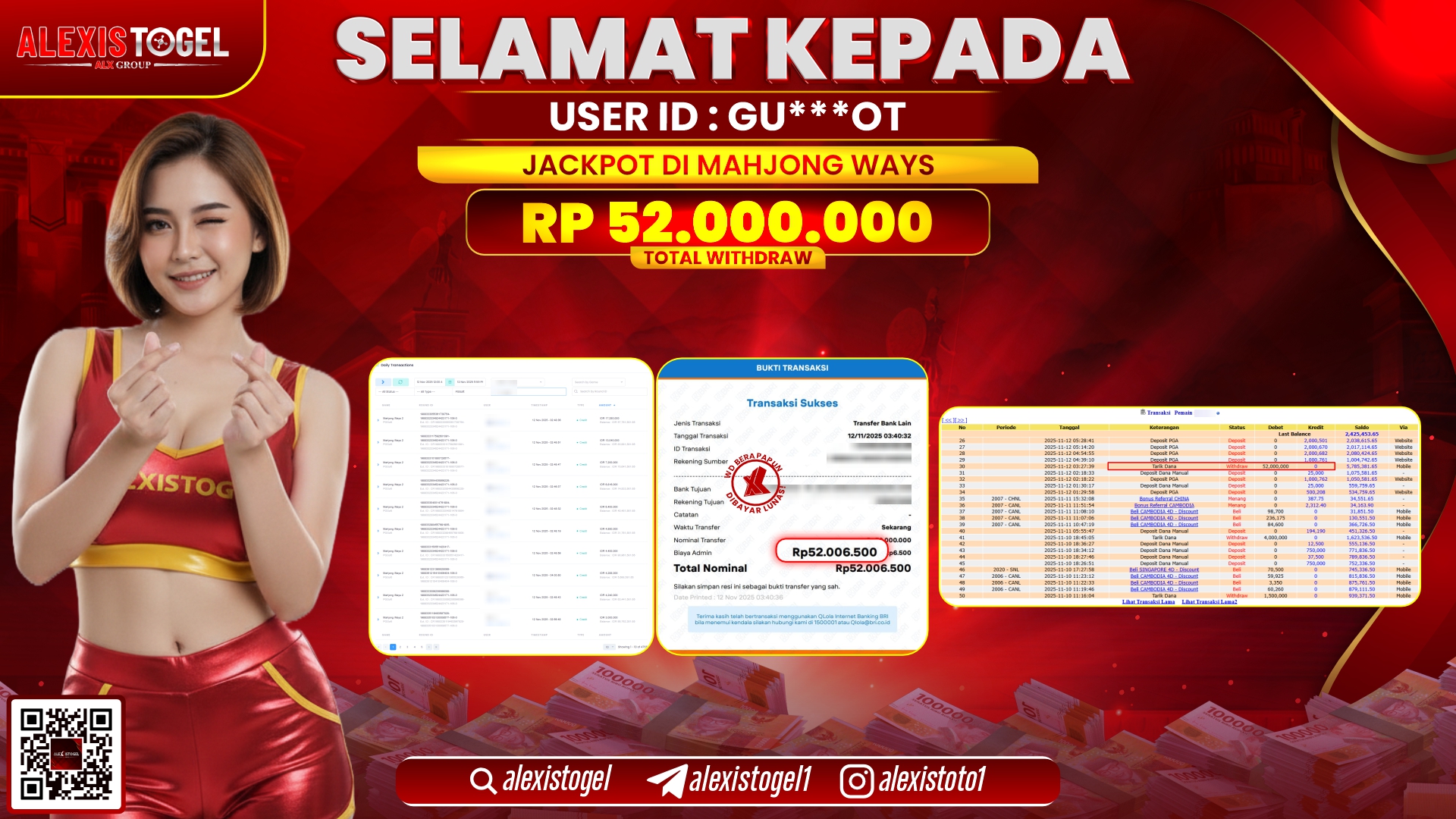 ALEXISTOGEL di SLOT MAHJONG WAYS RP.52.000.000, LUNAS