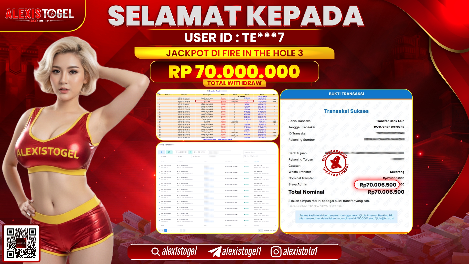 ALEXISTOGEL di FIRE IN THE HOLE 3 RP.70.000.000, LUNAS