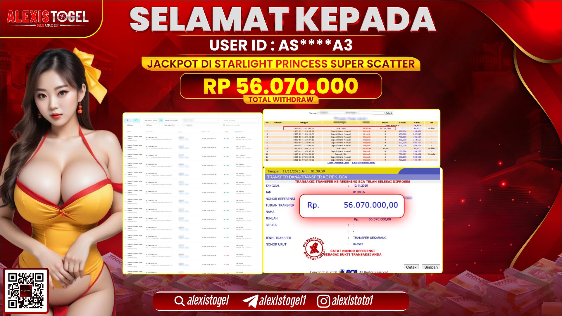 ALEXISTOGEL di SLOT STARLIGHT PRINCESS SUPER SCATTER RP.56.070.000, LUNAS