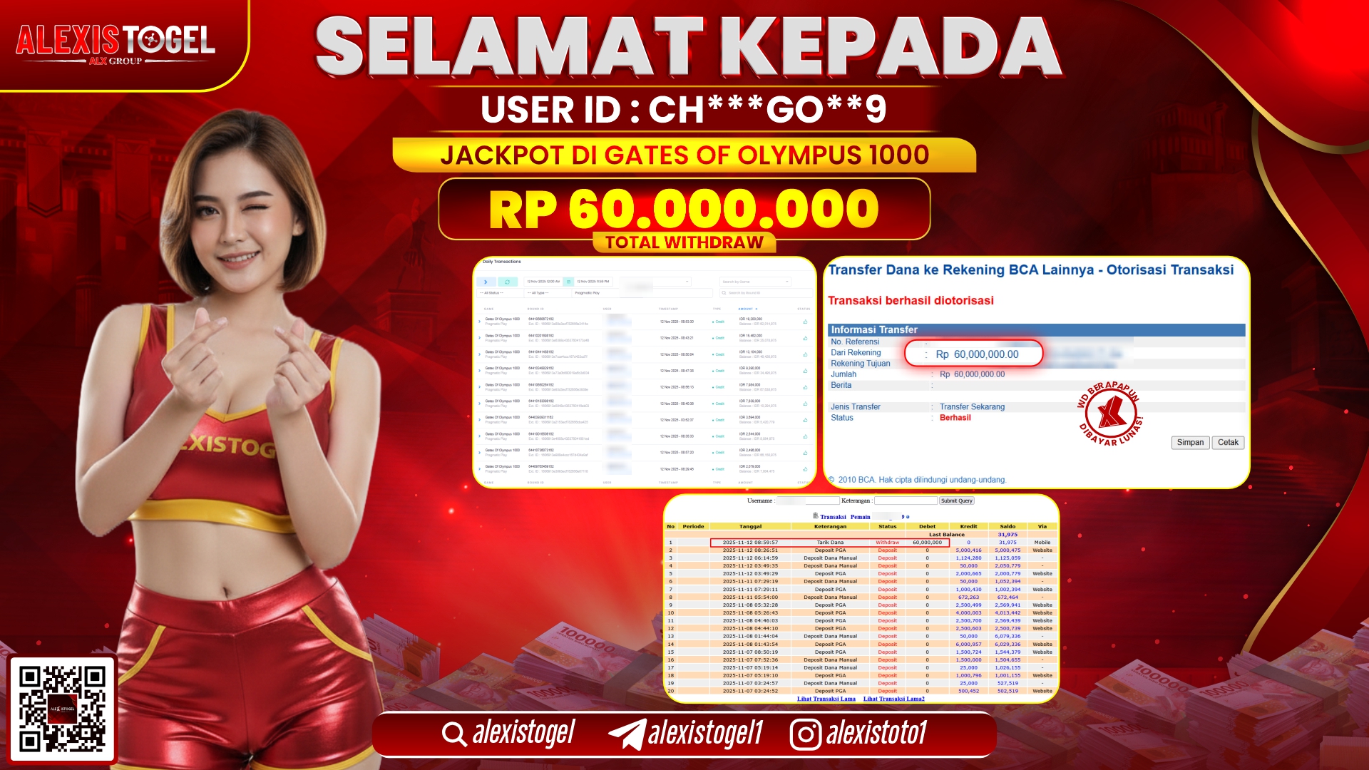 ALEXISTOGEL di SLOT GATES OF OLYMPUS 1000 RP.60.000.000, LUNAS