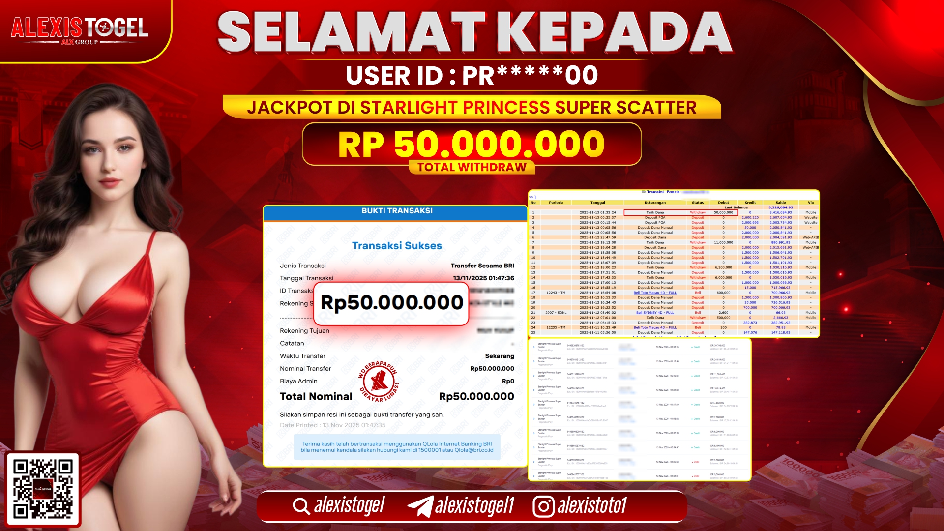 ALEXISTOGEL di SLOT STARLIGHT PRINCESS SUPER SCATTERS RP.50.000.000, LUNAS