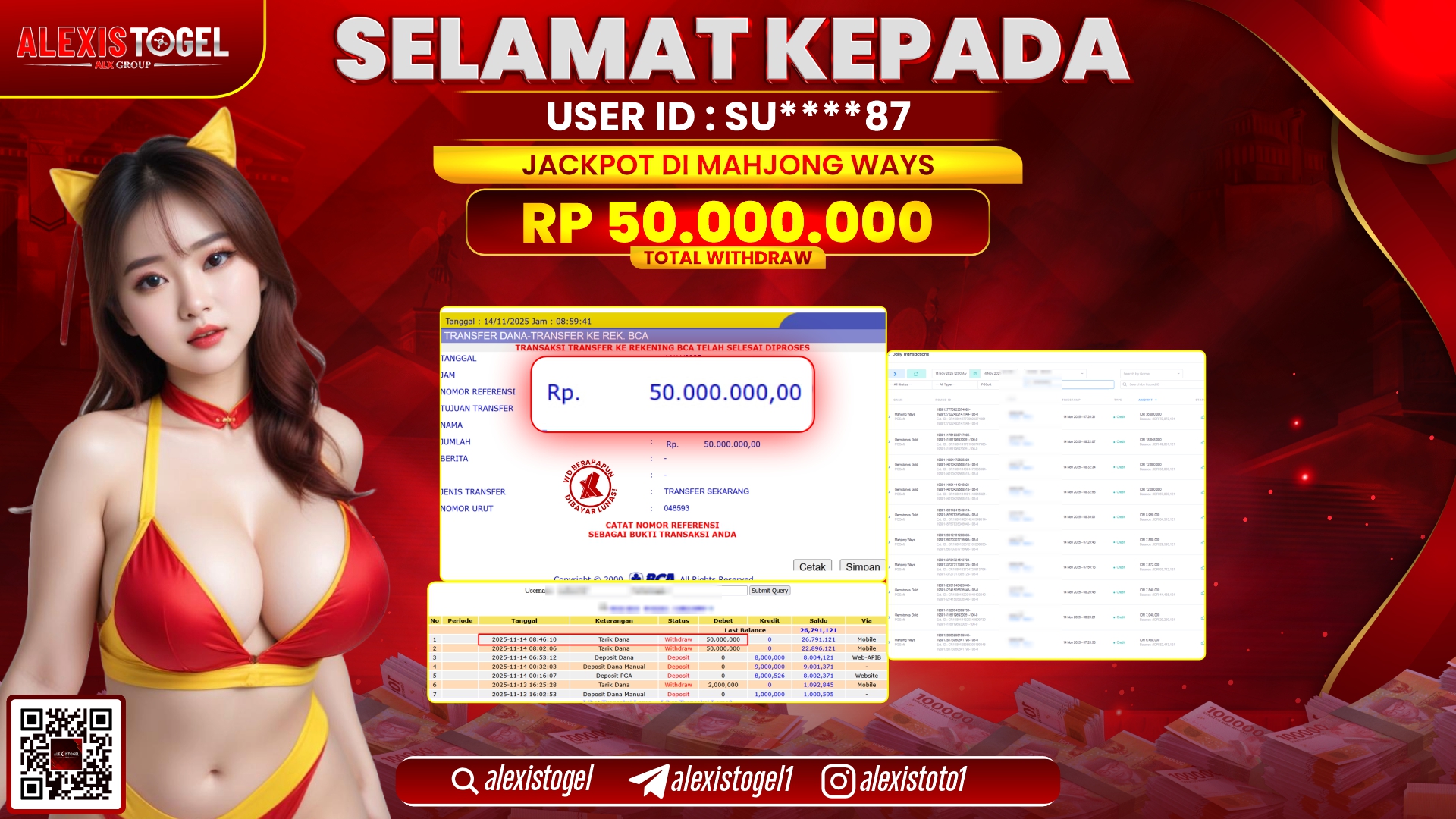 ALEXISTOGEL di SLOT MAHJONG WAYS RP.50.000.000, LUNAS