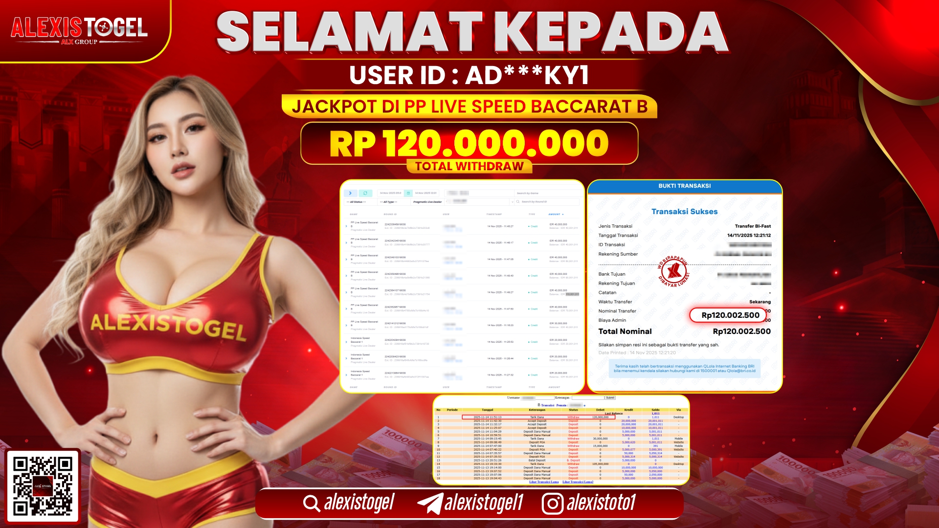 ALEXISTOGEL di PP LIVE SPEED BACCARAT B RP.120.000.000, LUNAS