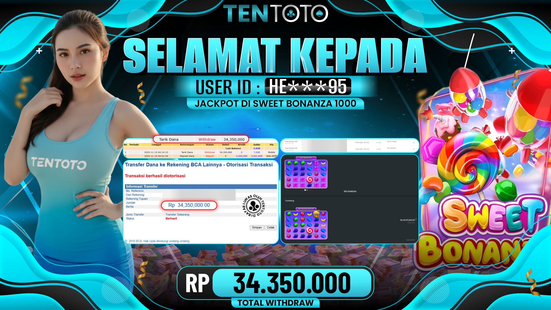 TENTOTO Sweet Bonanza 1000 Rp. 34.350.000,- LUNAS 