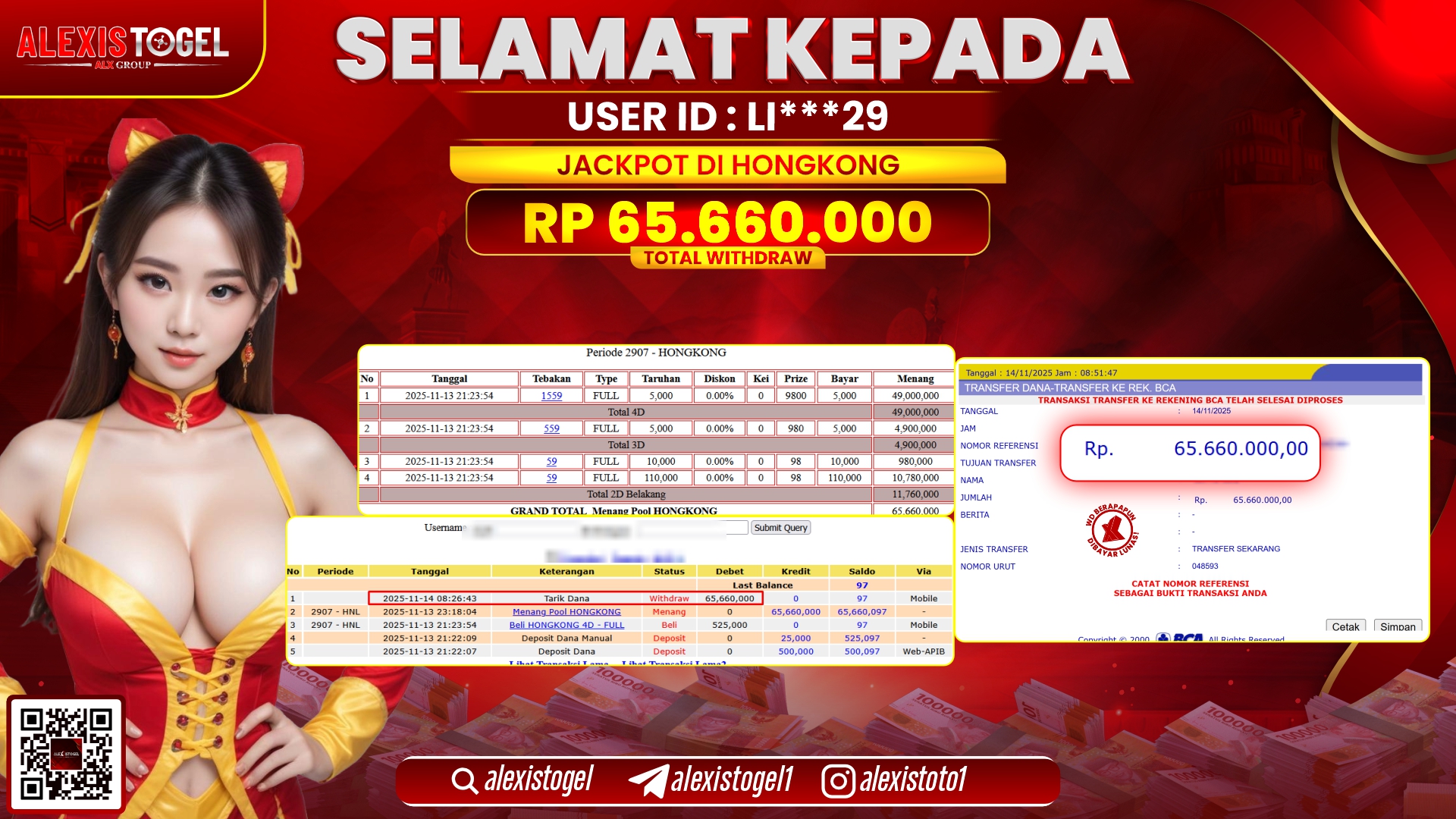 ALEXISTOGEL di TOGEL HONGKONG RP.65.660.000, LUNAS