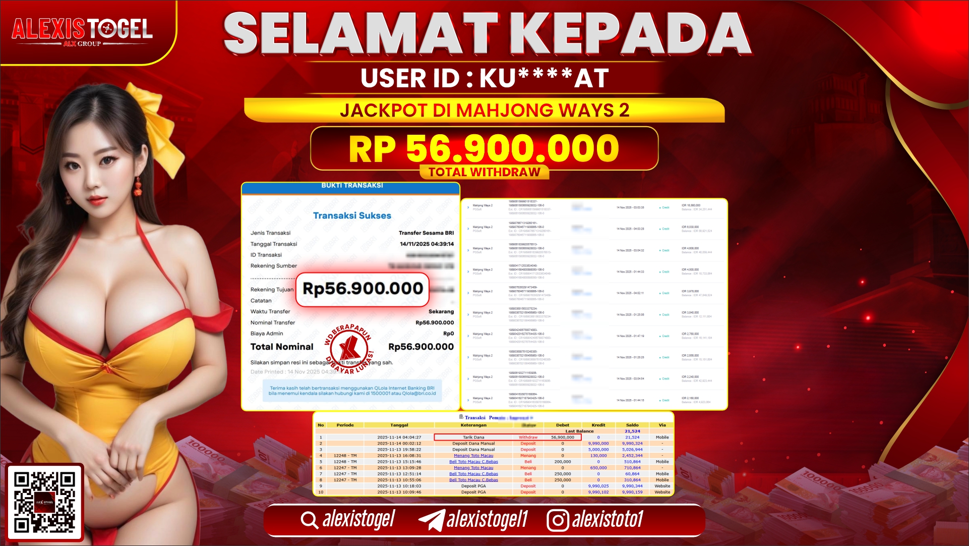 ALEXISTOGEL di SLOT MAHJONG WAYS 2 RP.56.900.000, LUNAS